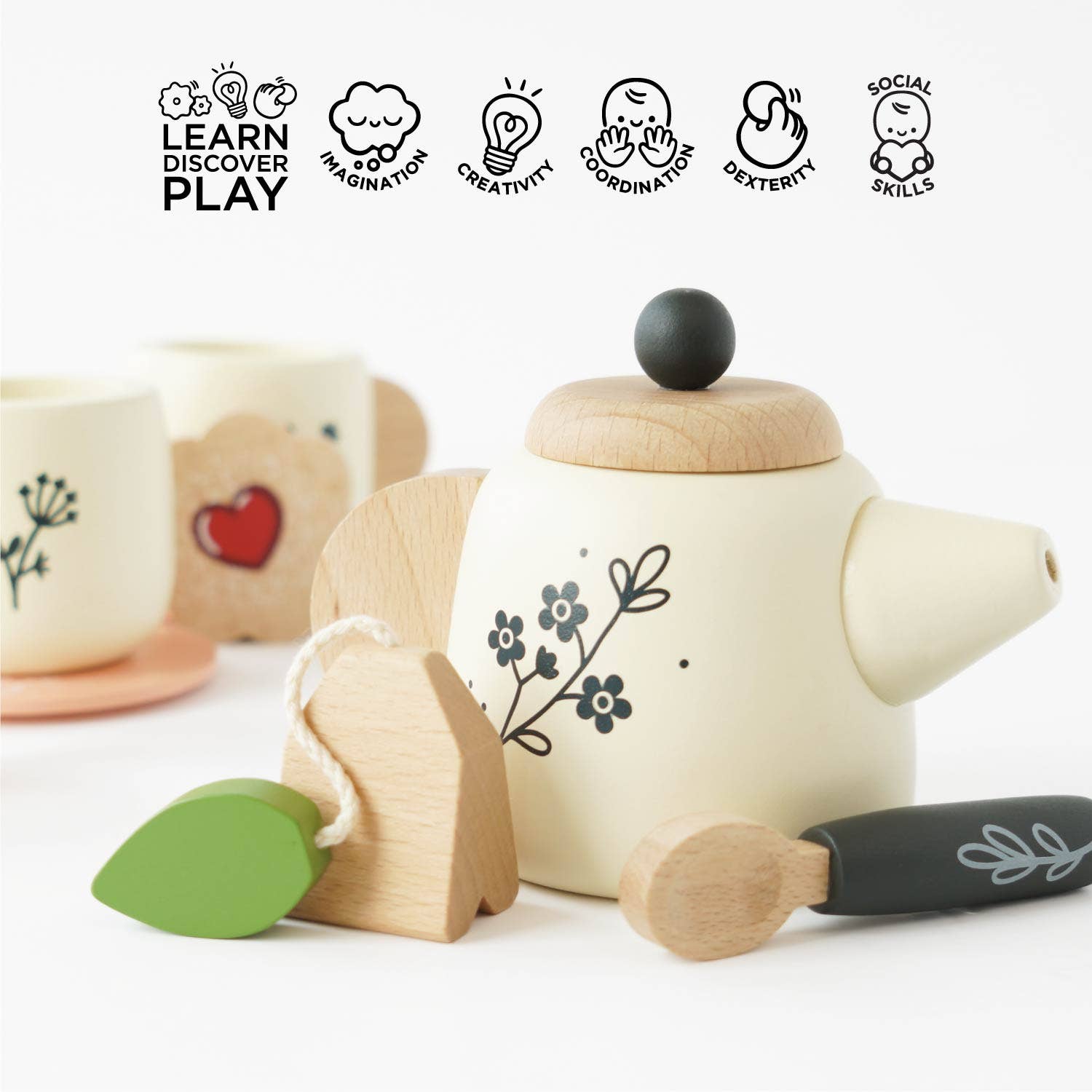Wooden Tea Set & Tray - Rose and Friends