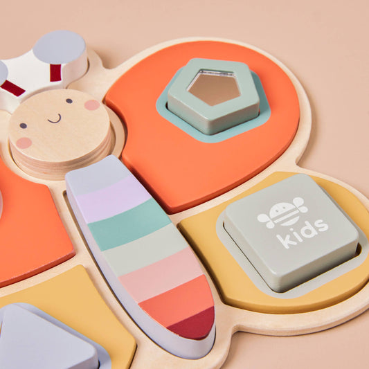 Just Bee Kids Wooden Sensory Butterfly Puzzle (FSC) - Rose and Friends