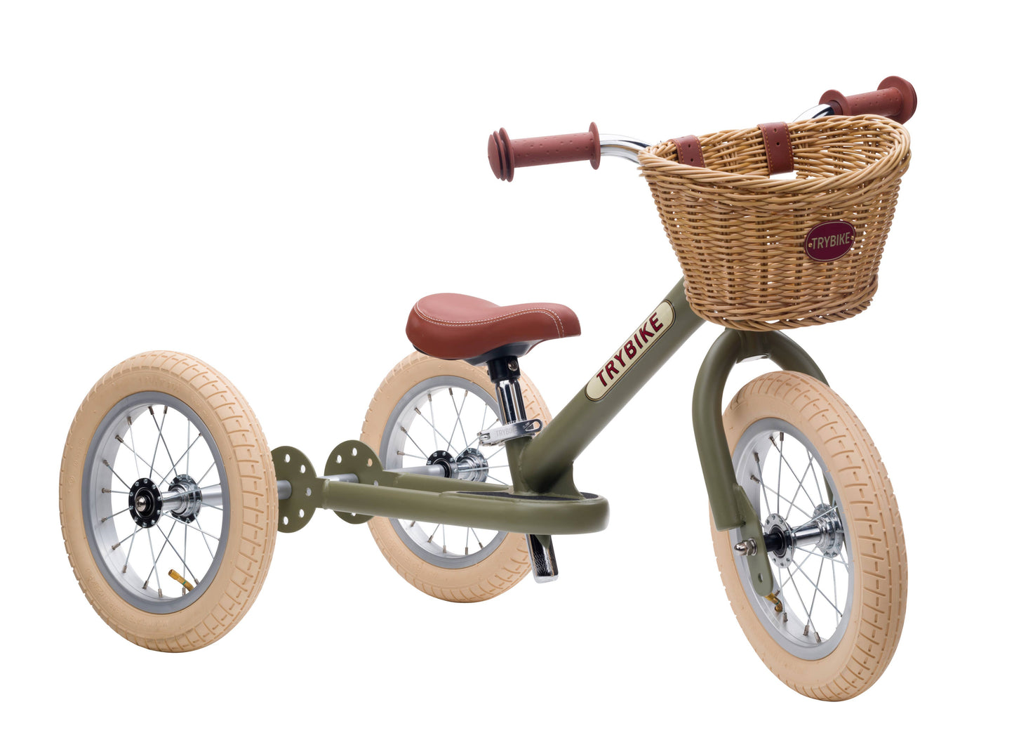 Trybike - Matte 2 In 1 Balance Bike / Trike - Vintage Green - Rose and Friends