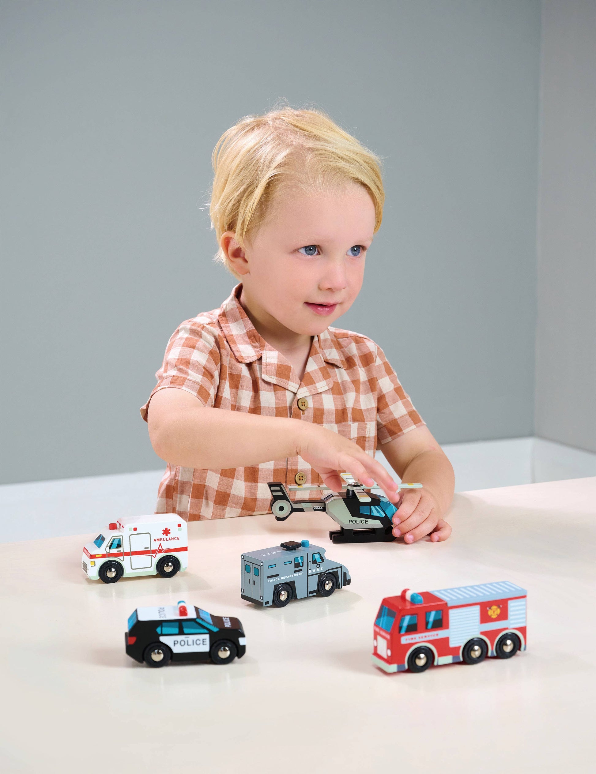 Wooden Emergency Vehicles Play Set - Rose and Friends