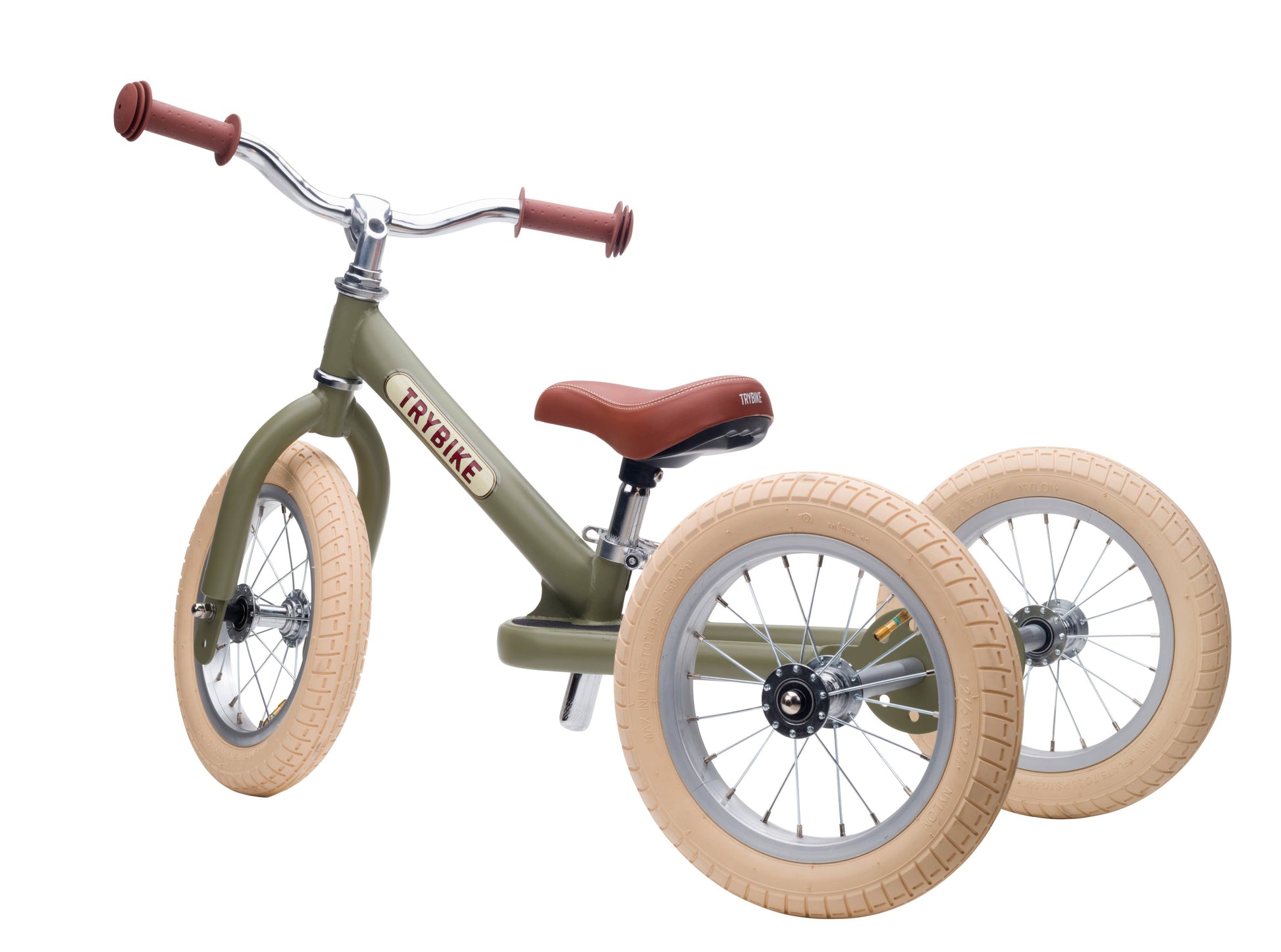 Trybike - Matte 2 In 1 Balance Bike / Trike - Vintage Green - Rose and Friends