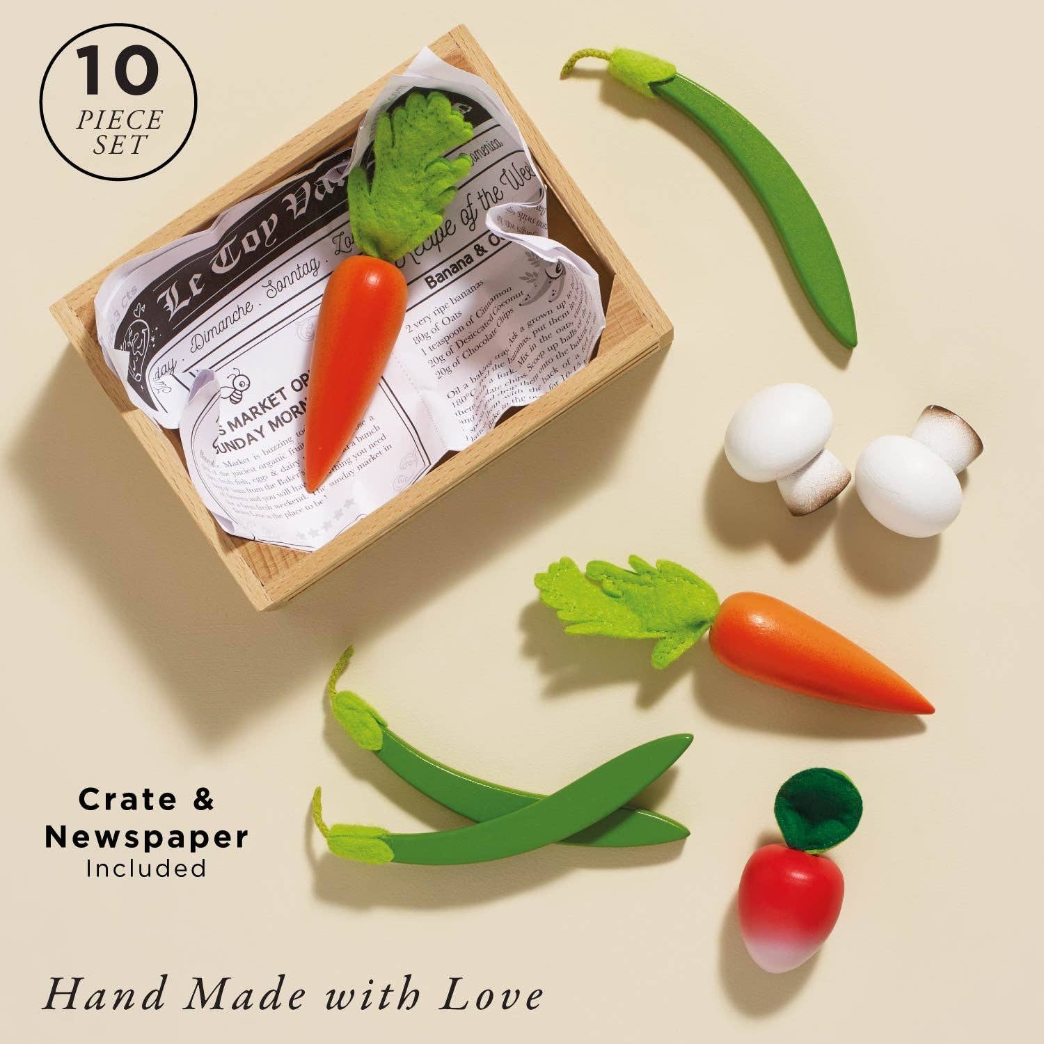 Harvest Vegetables Wooden Food Crate - Rose and Friends