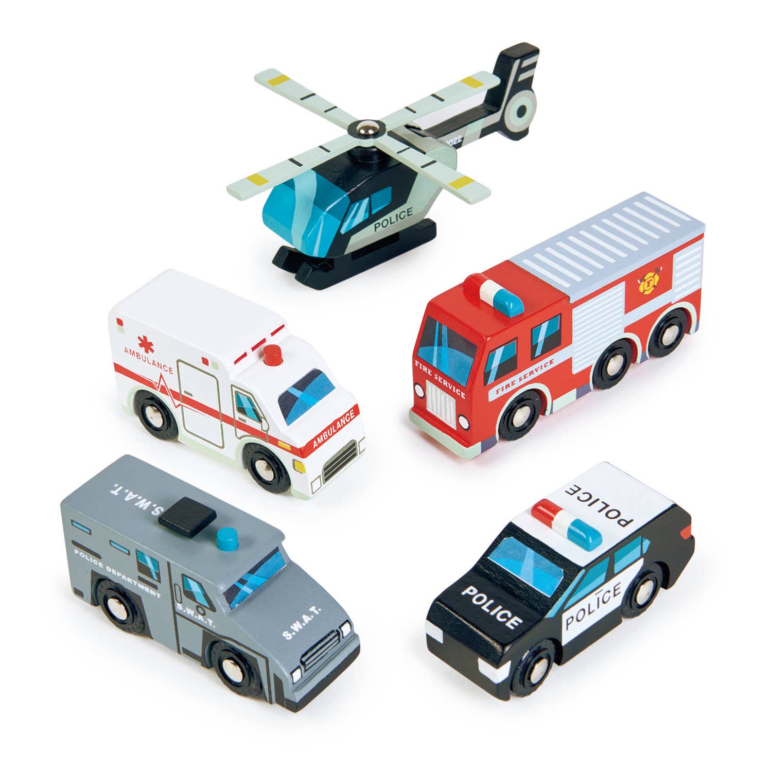 Wooden Emergency Vehicles Play Set - Rose and Friends