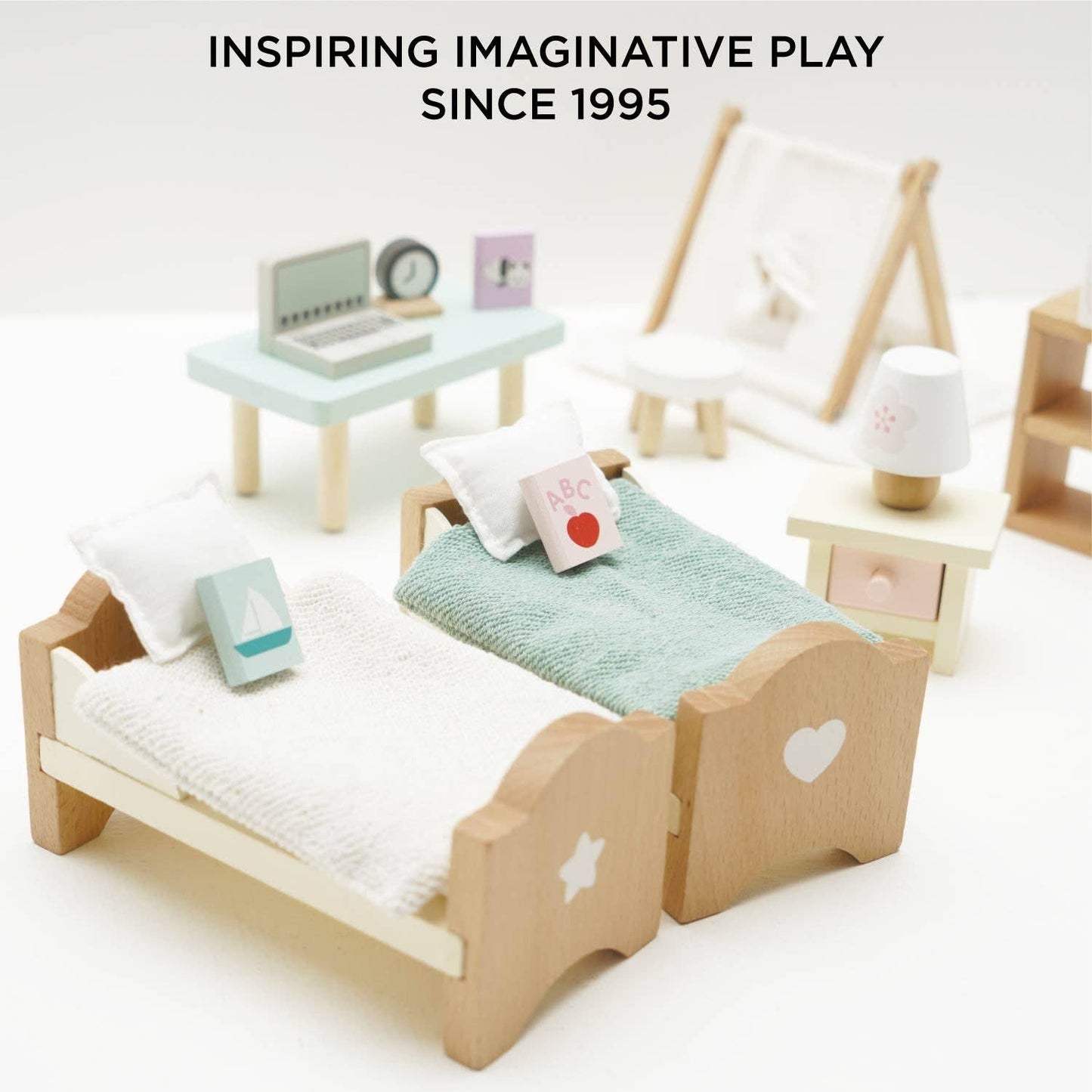 Wooden Dolls House Child's Bedroom Furniture - Rose and Friends