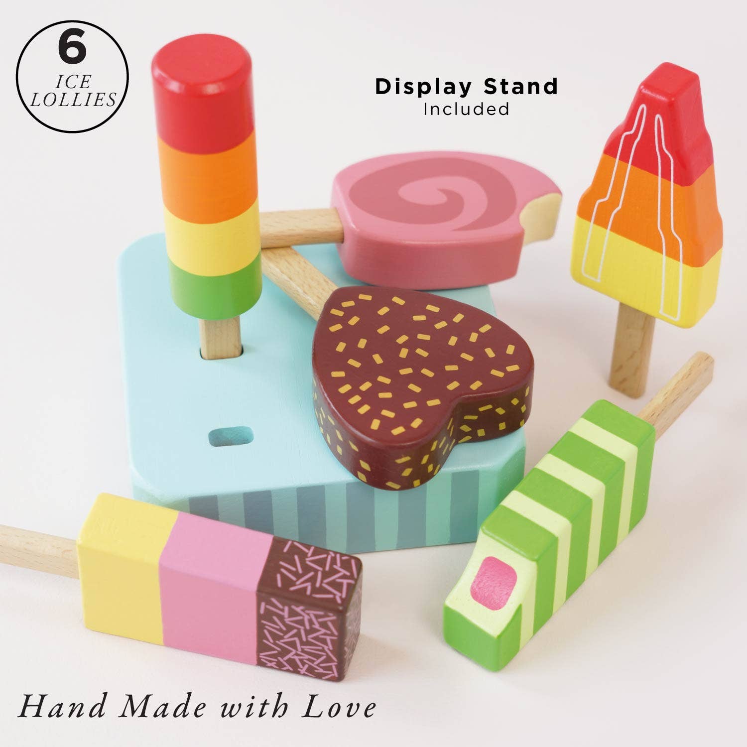 Wooden Ice Lollies Popsicles - Rose and Friends