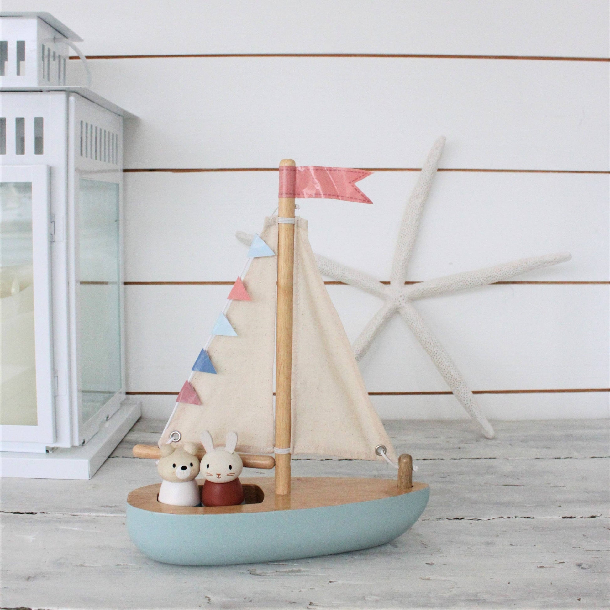 Sailway Wooden Toy Boat with Bubble and Squeak Dolls - Rose and Friends