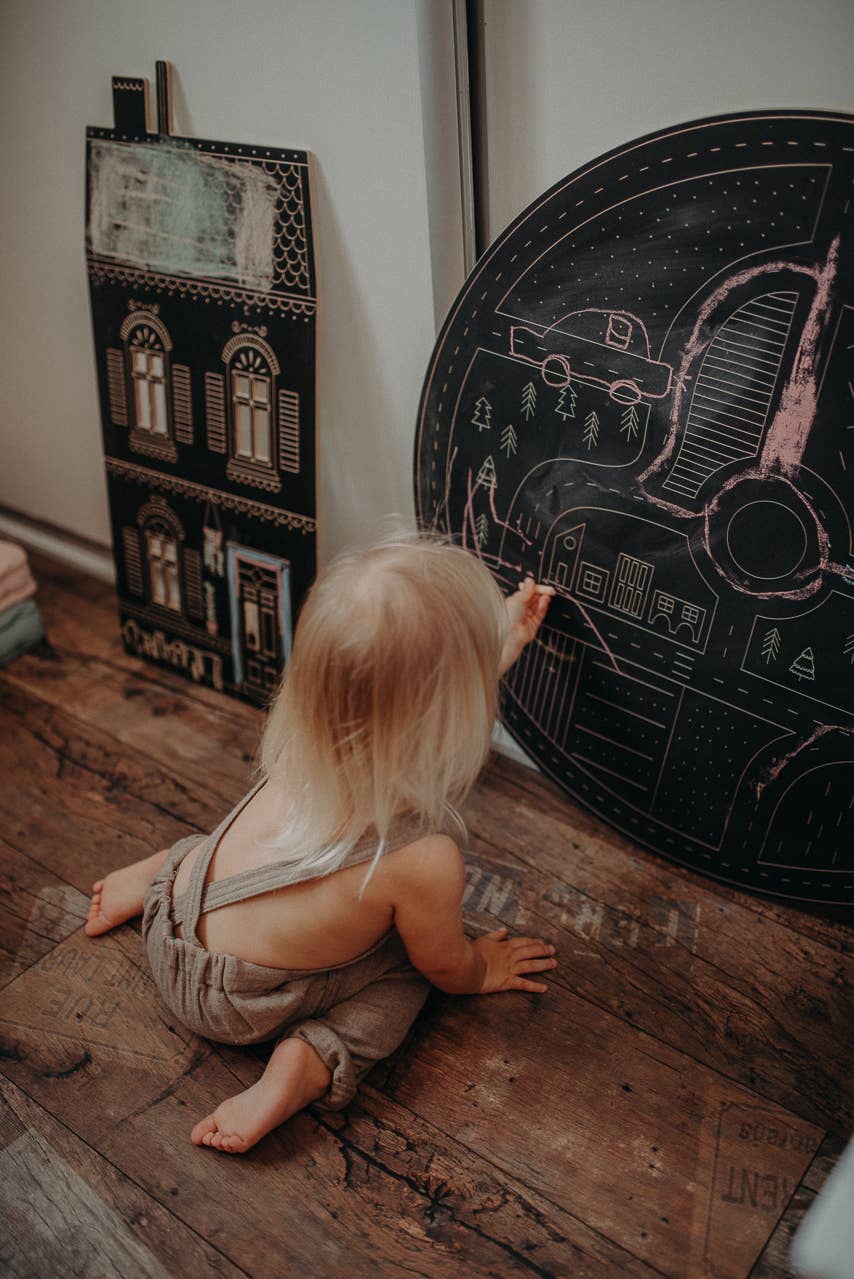 Roadway Chalkboard, wooden toy with chalk - Rose and Friends