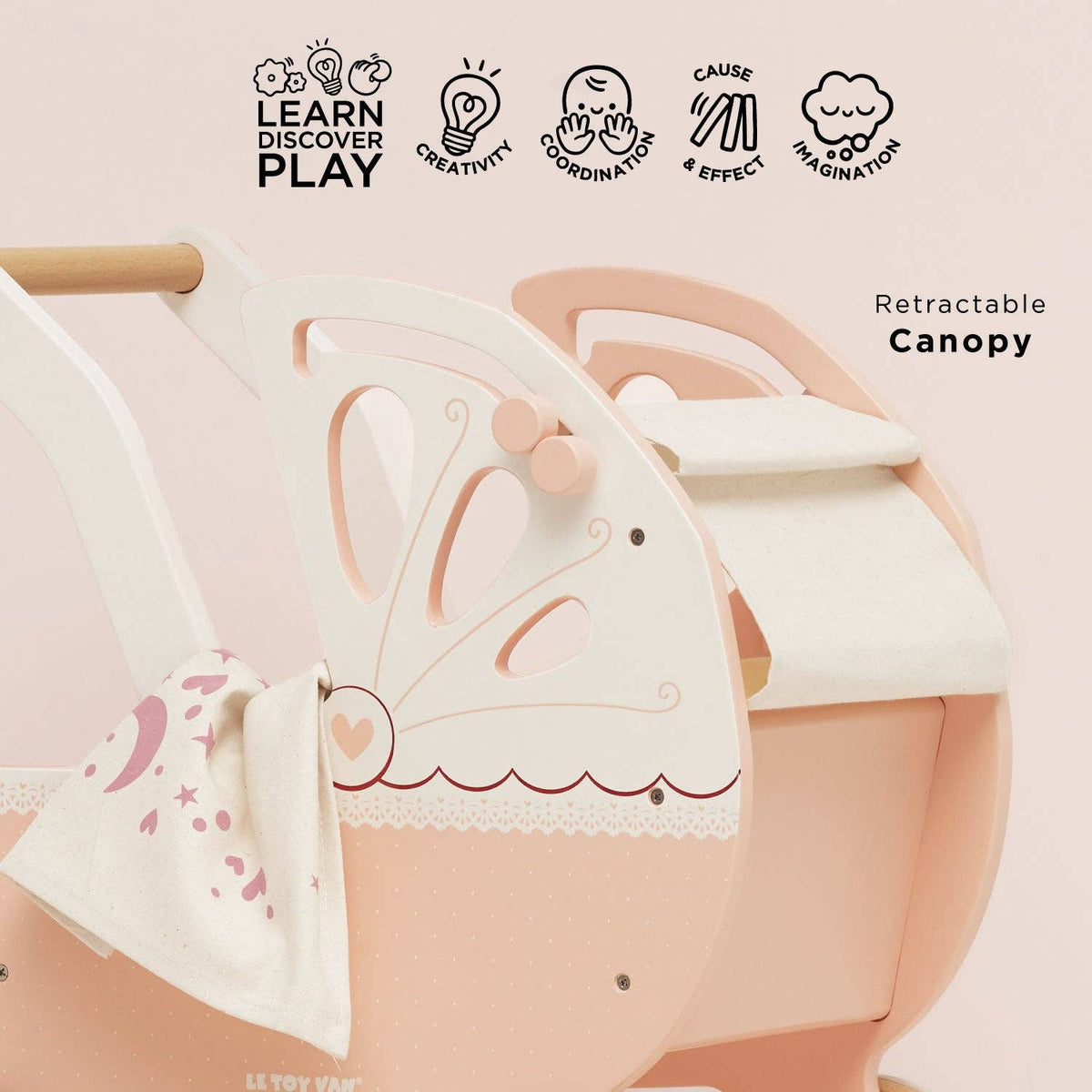 Retro Wooden Doll Pram