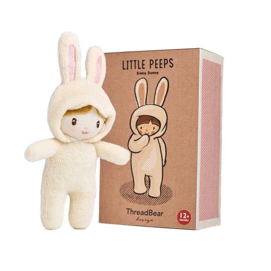 ThreadBear Little Peeps Binky Bunny - Matchbox doll 12cm - Rose and Friends
