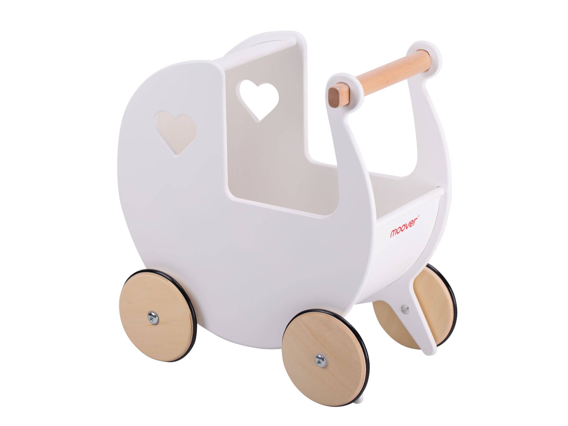 Moover Classic Light White Dolls Pram Wooden FSC Pushchair - Rose and Friends