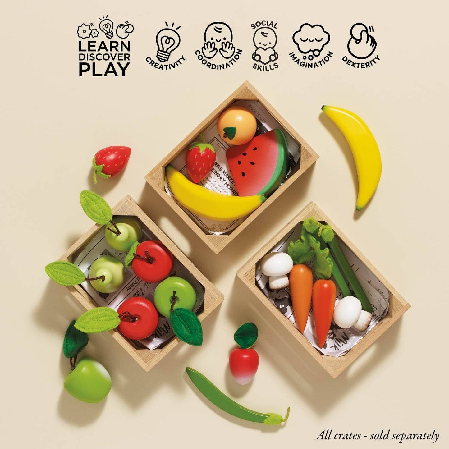 Harvest Vegetables Wooden Food Crate - Rose and Friends