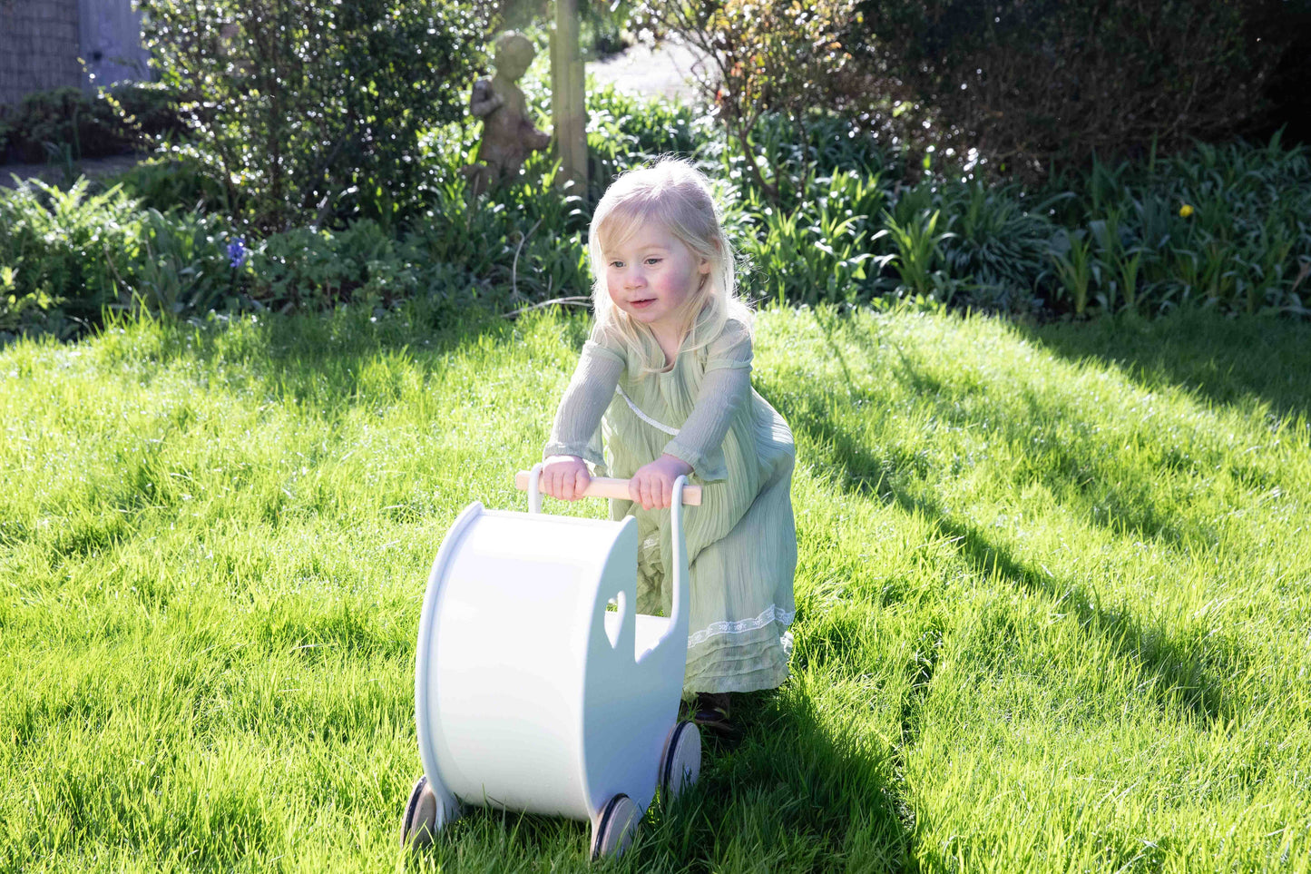 Moover Classic Light White Dolls Pram Wooden FSC Pushchair - Rose and Friends