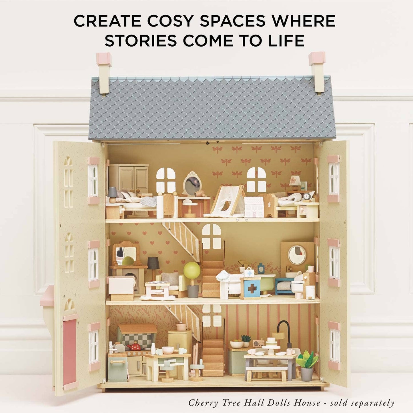 Wooden Dolls House Child's Bedroom Furniture - Rose and Friends