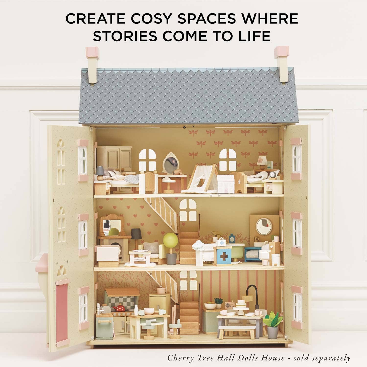 Wooden Dolls House Child's Bedroom Furniture - Rose and Friends