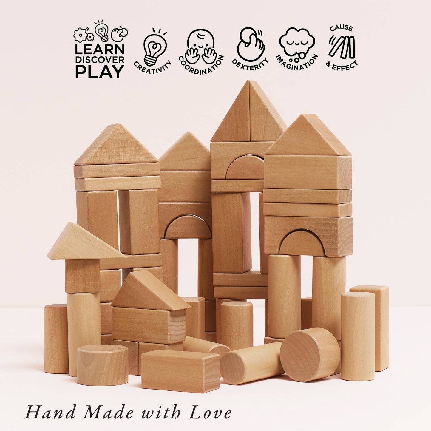 Natural Wood Building Blocks - Rose and Friends