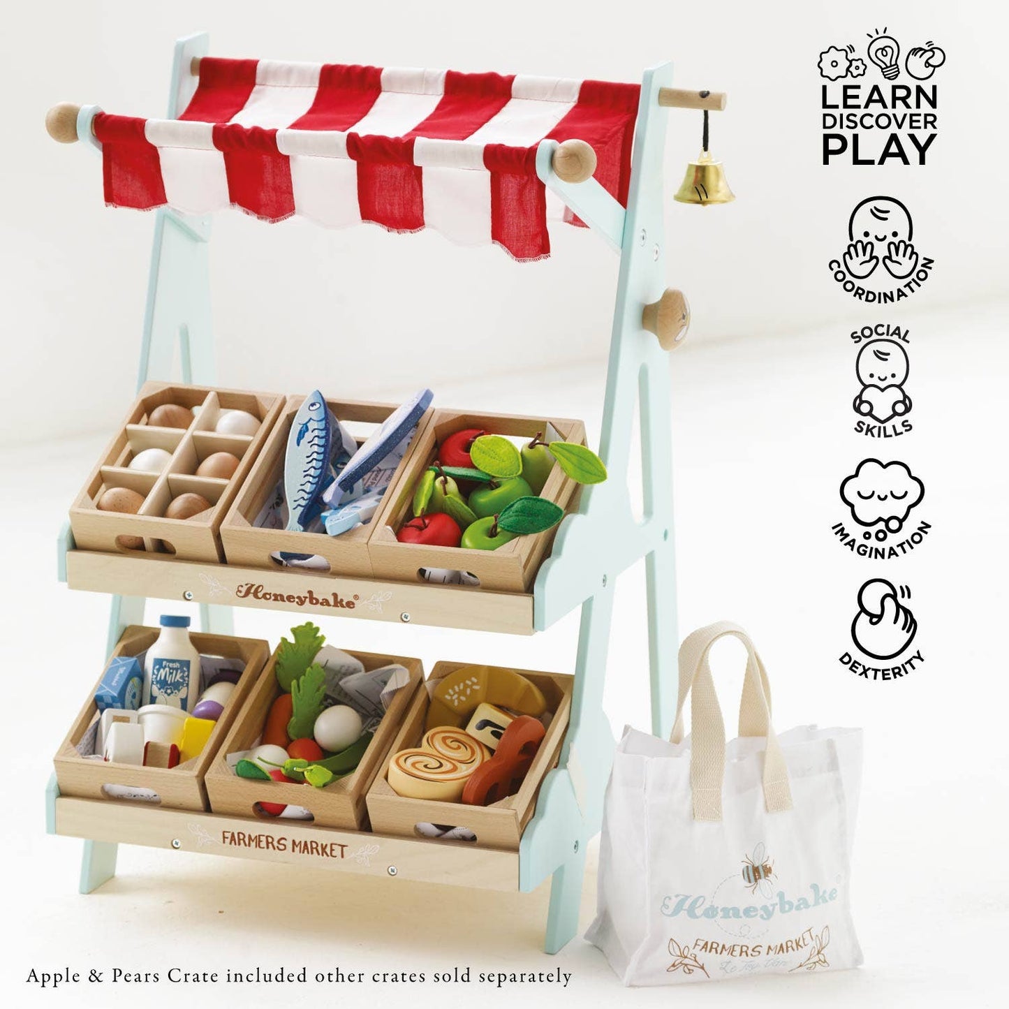 Wooden Market Stall & Fruit Play Food Crate - Rose and Friends