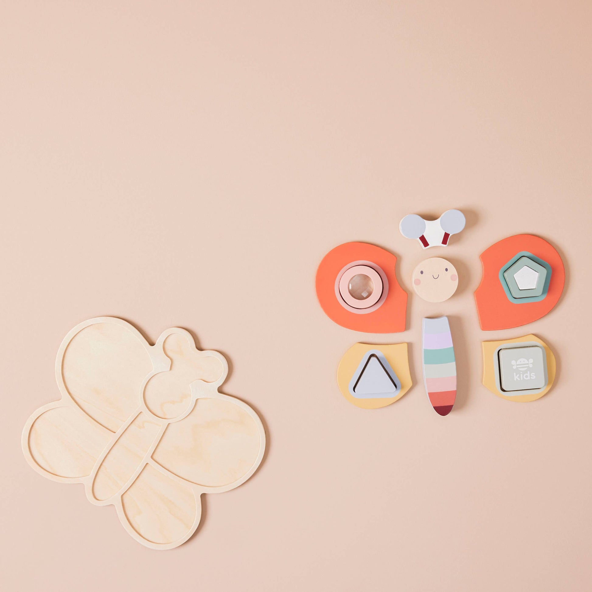 Just Bee Kids Wooden Sensory Butterfly Puzzle (FSC) - Rose and Friends