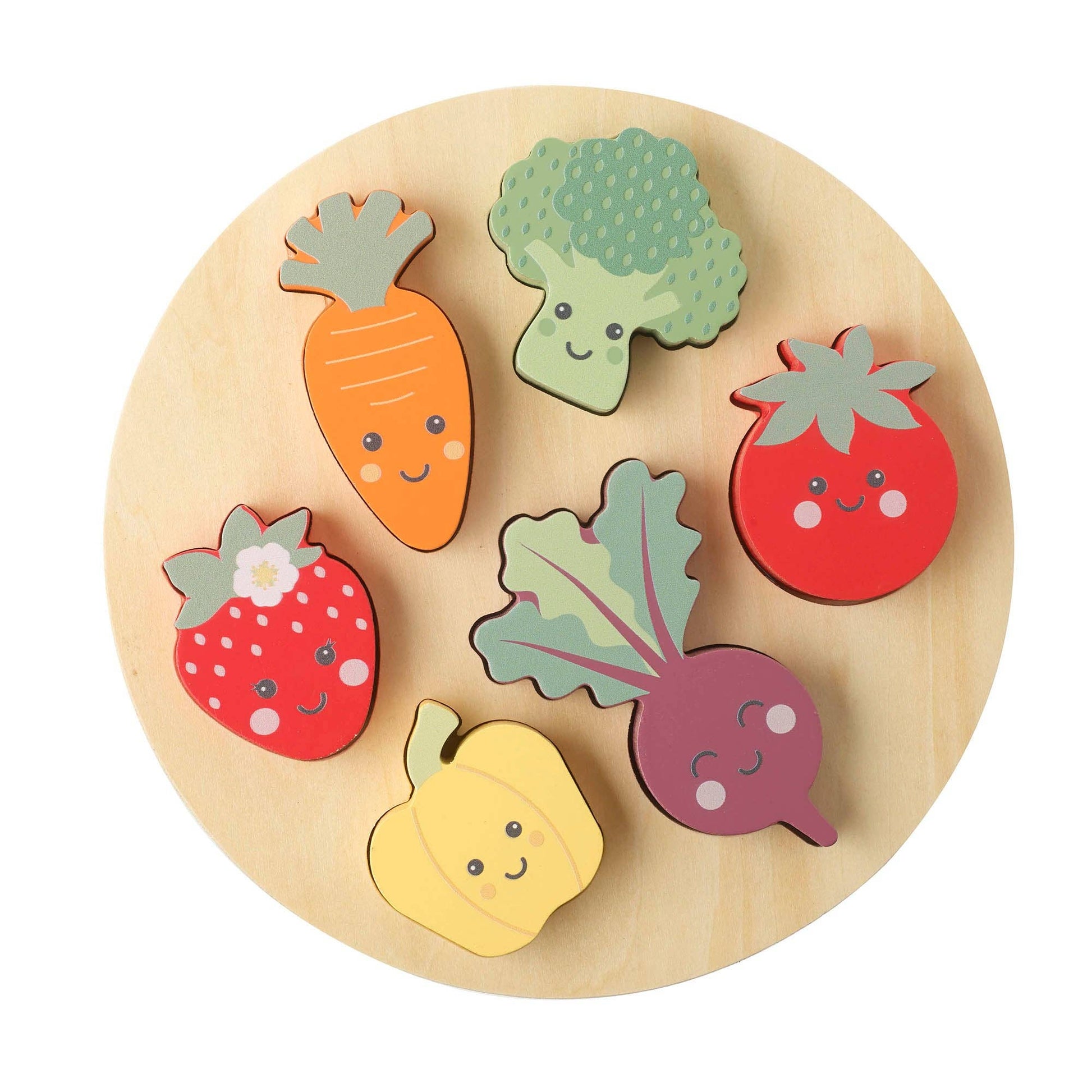 Happy Veggies Wooden Puzzle - Rose and Friends