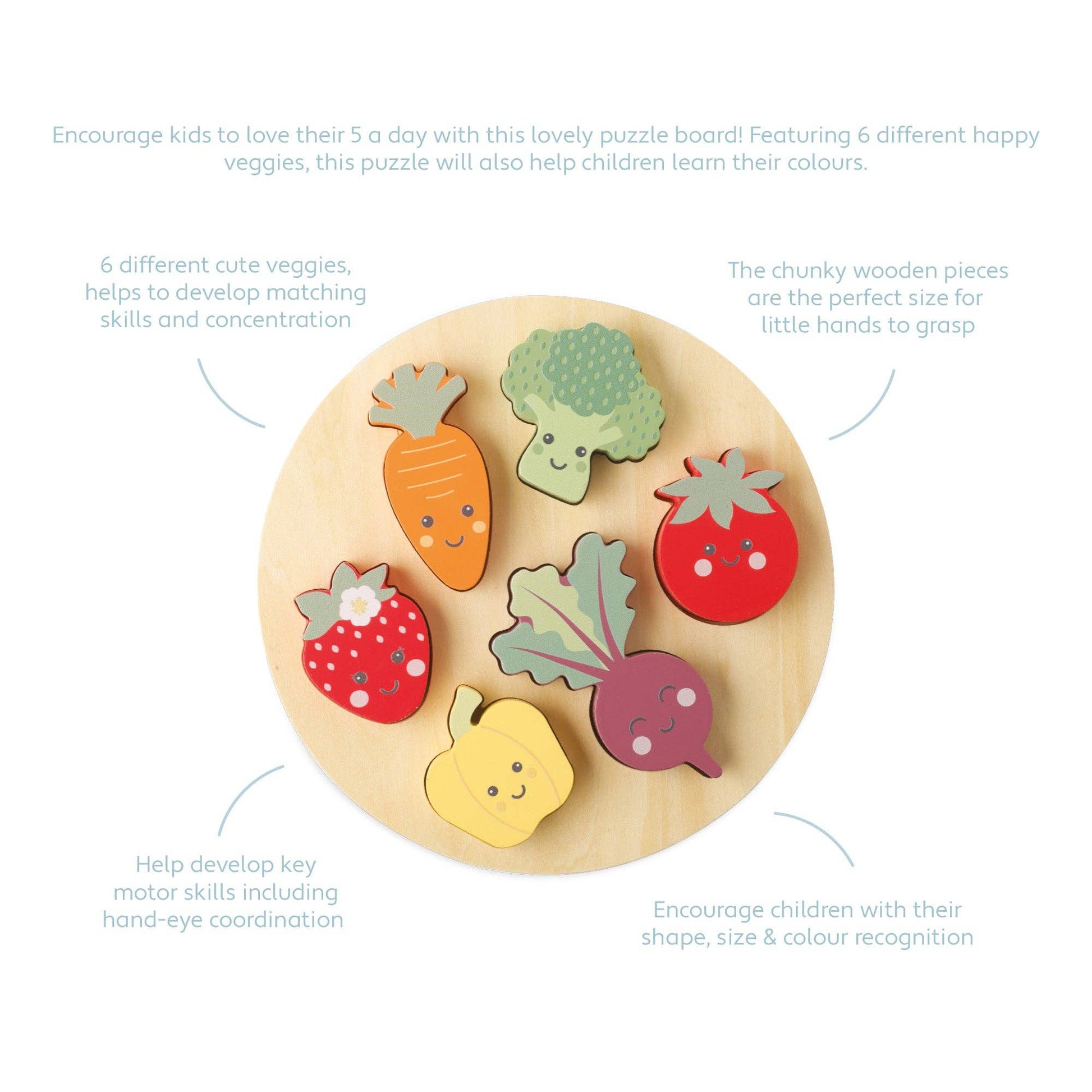 Happy Veggies Wooden Puzzle - Rose and Friends