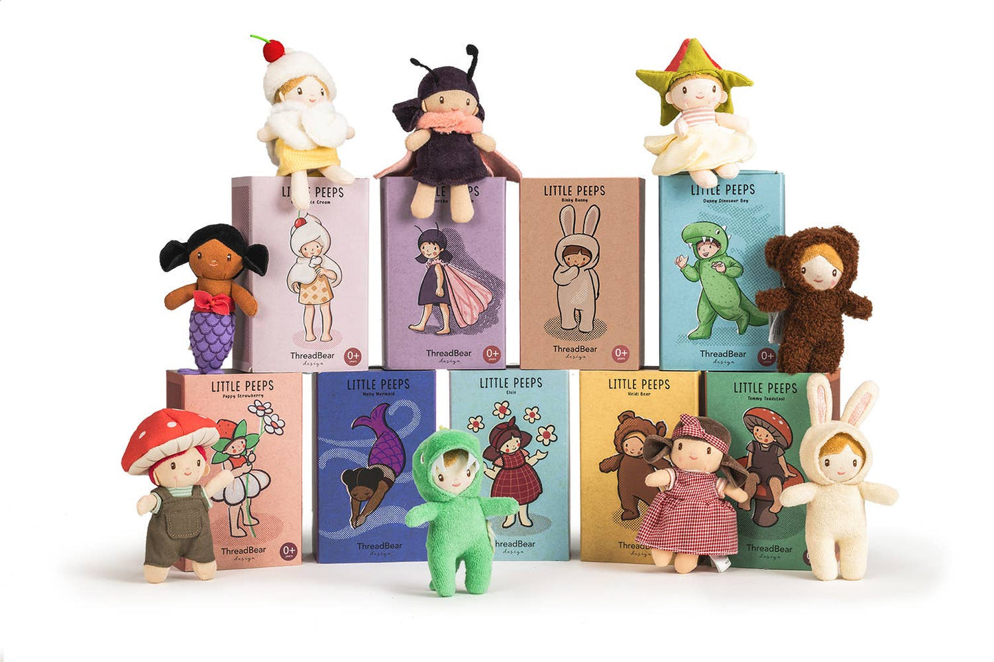 ThreadBear Little Peeps Binky Bunny - Matchbox doll 12cm - Rose and Friends