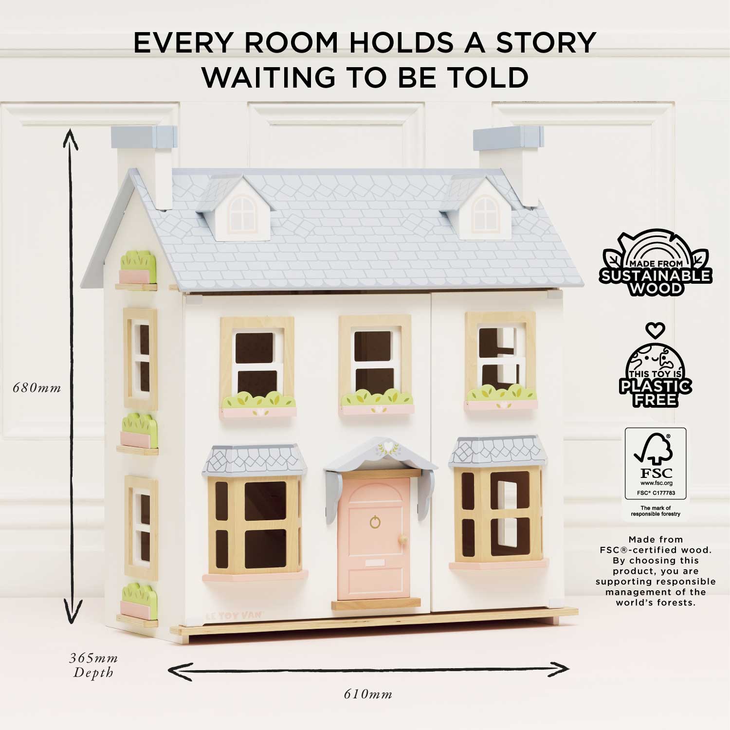 Mayberry Manor Wooden Dolls House - Rose and Friends