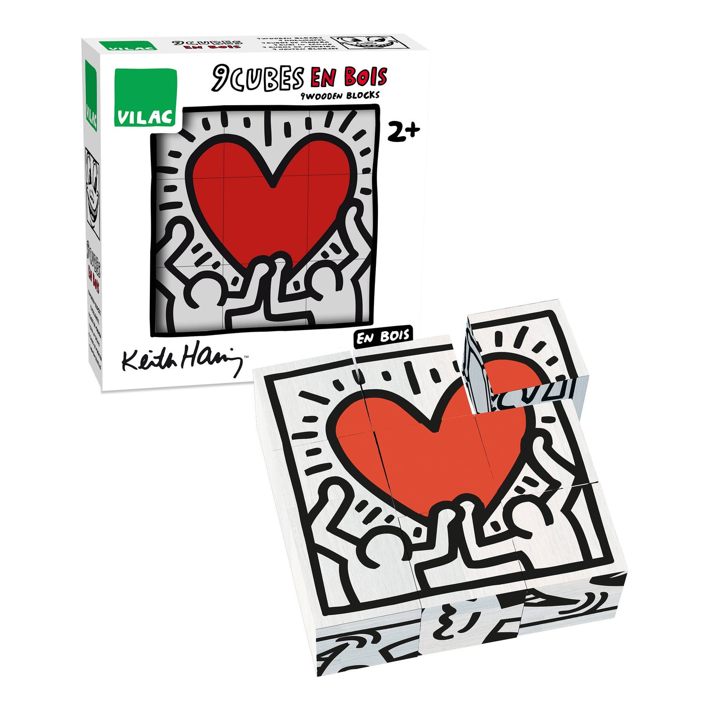 Vilac Keith Haring Wooden Cubes – Educational Stacking Toy - Rose and Friends