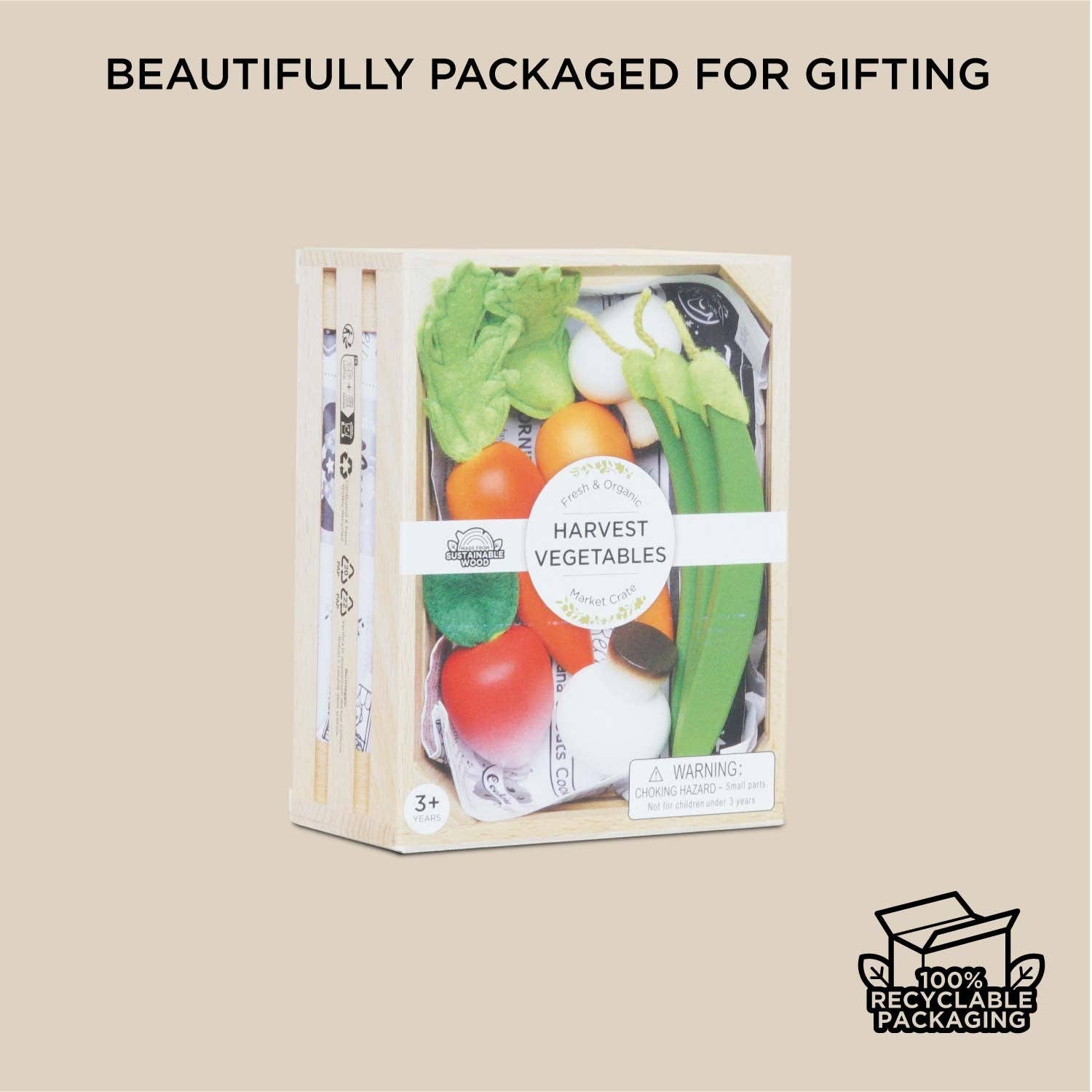 Harvest Vegetables Wooden Food Crate - Rose and Friends