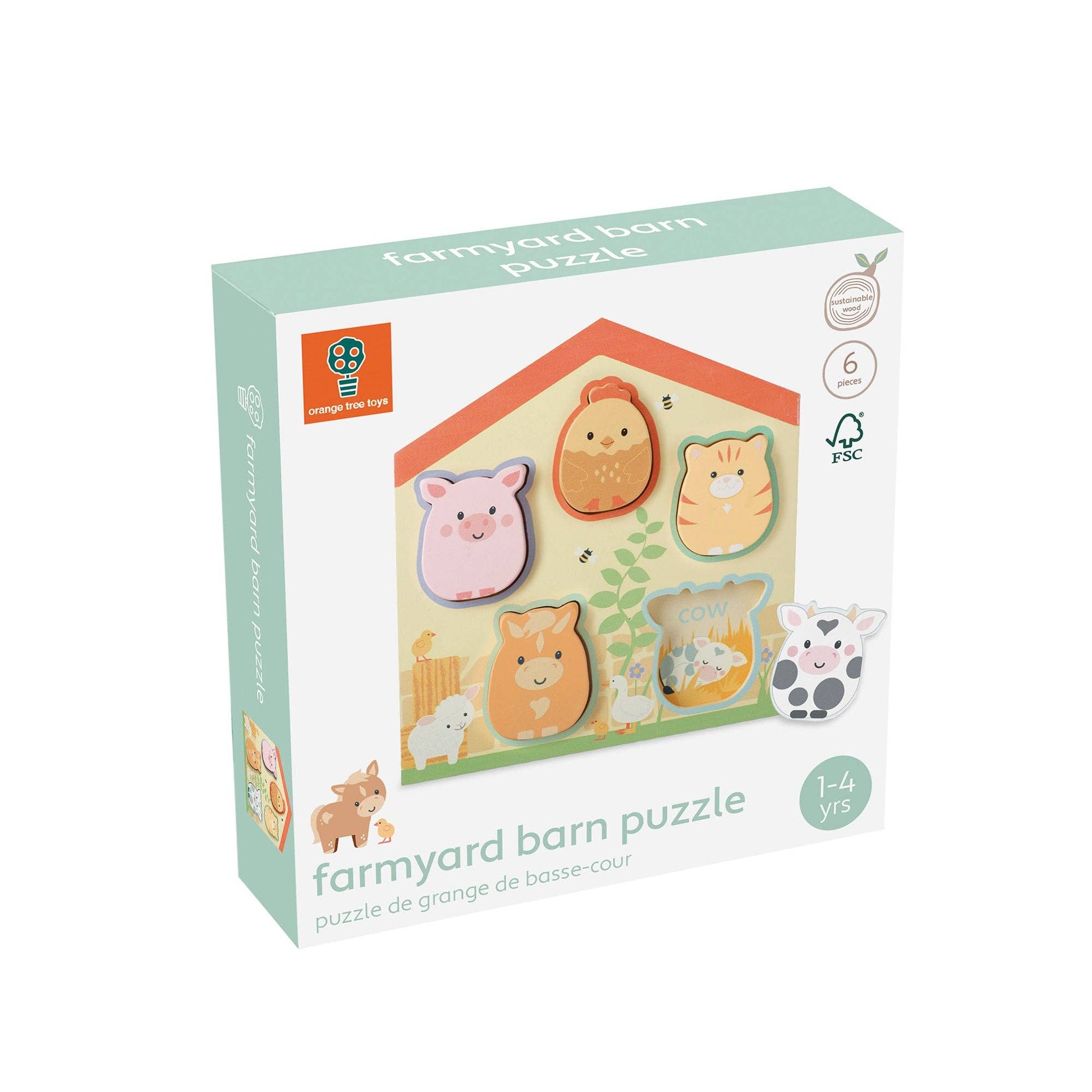 Farmyard Wooden Barn Shape Puzzle - Rose and Friends