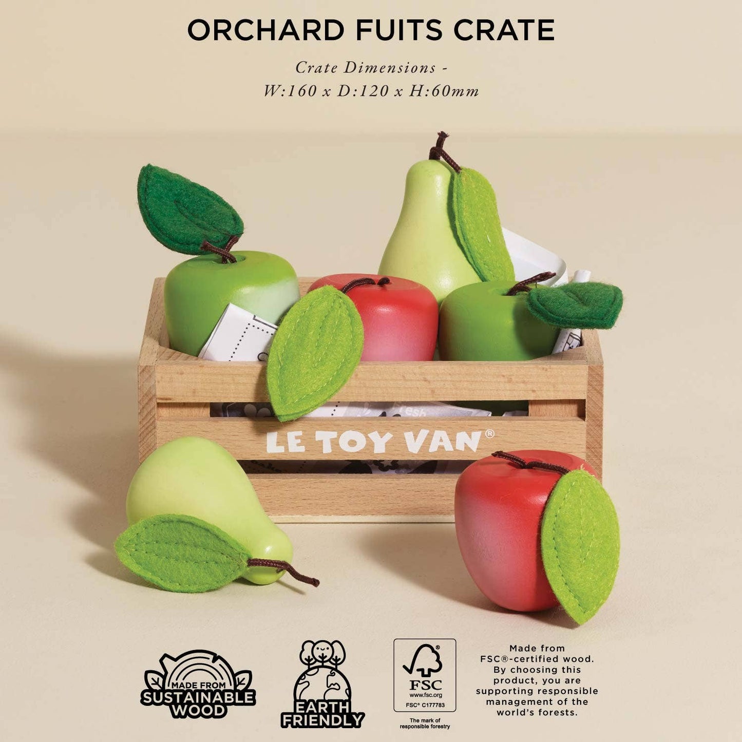 Orchard Fruits Wooden Market Crate - Rose and Friends