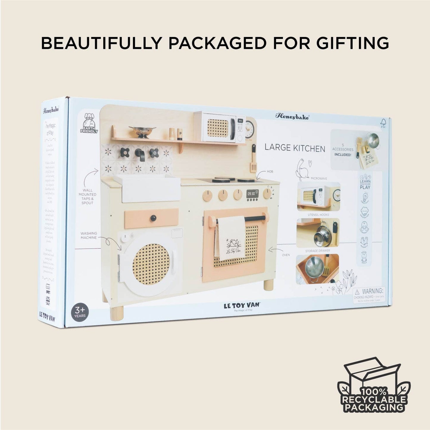 Rattan Family Wooden Play Kitchen - Rose and Friends