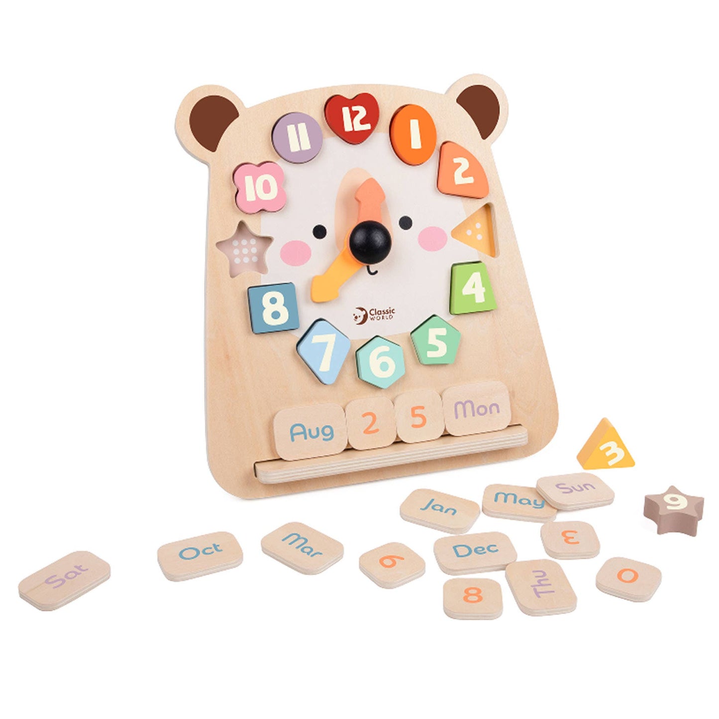 Classic World Tic-Tac Bear Clock FSC Wooden Learning Toy - Rose and Friends