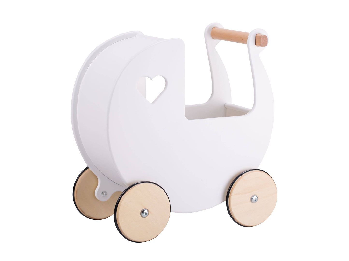Moover Classic Light White Dolls Pram Wooden FSC Pushchair - Rose and Friends