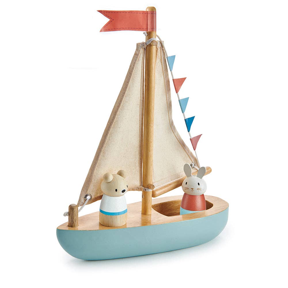 Sailway Wooden Toy Boat with Bubble and Squeak Dolls - Rose and Friends