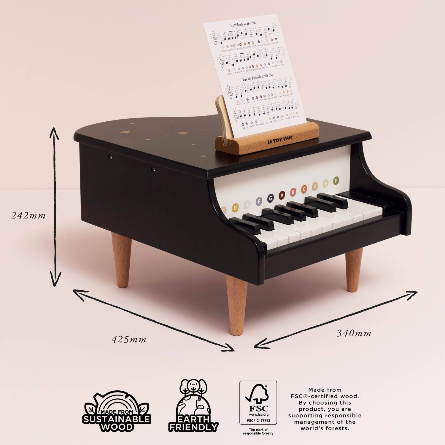 Wooden Grand Piano Toy - Rose and Friends