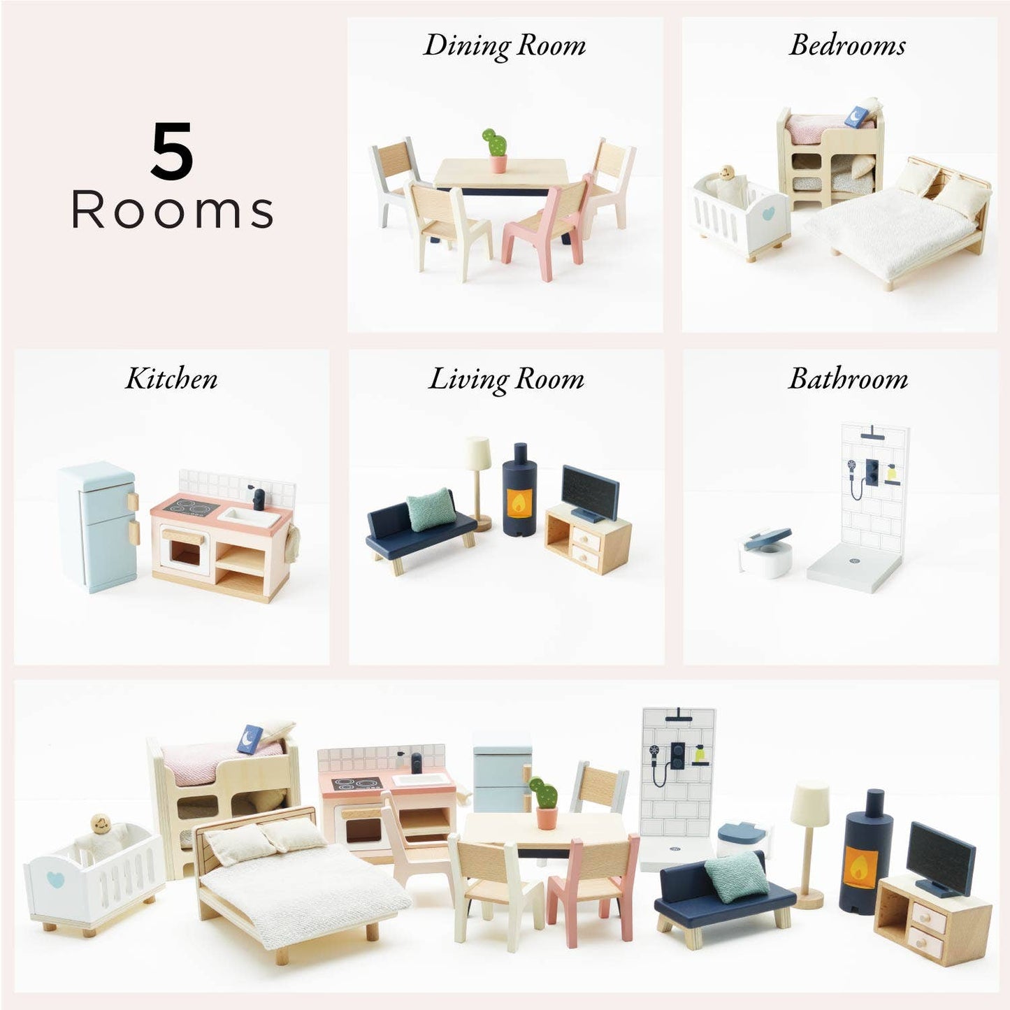 Complete Dolls House Furniture Set - Rose and Friends