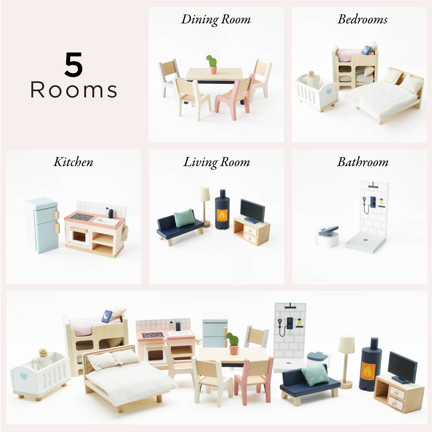 Complete Dolls House Furniture Set - Rose and Friends