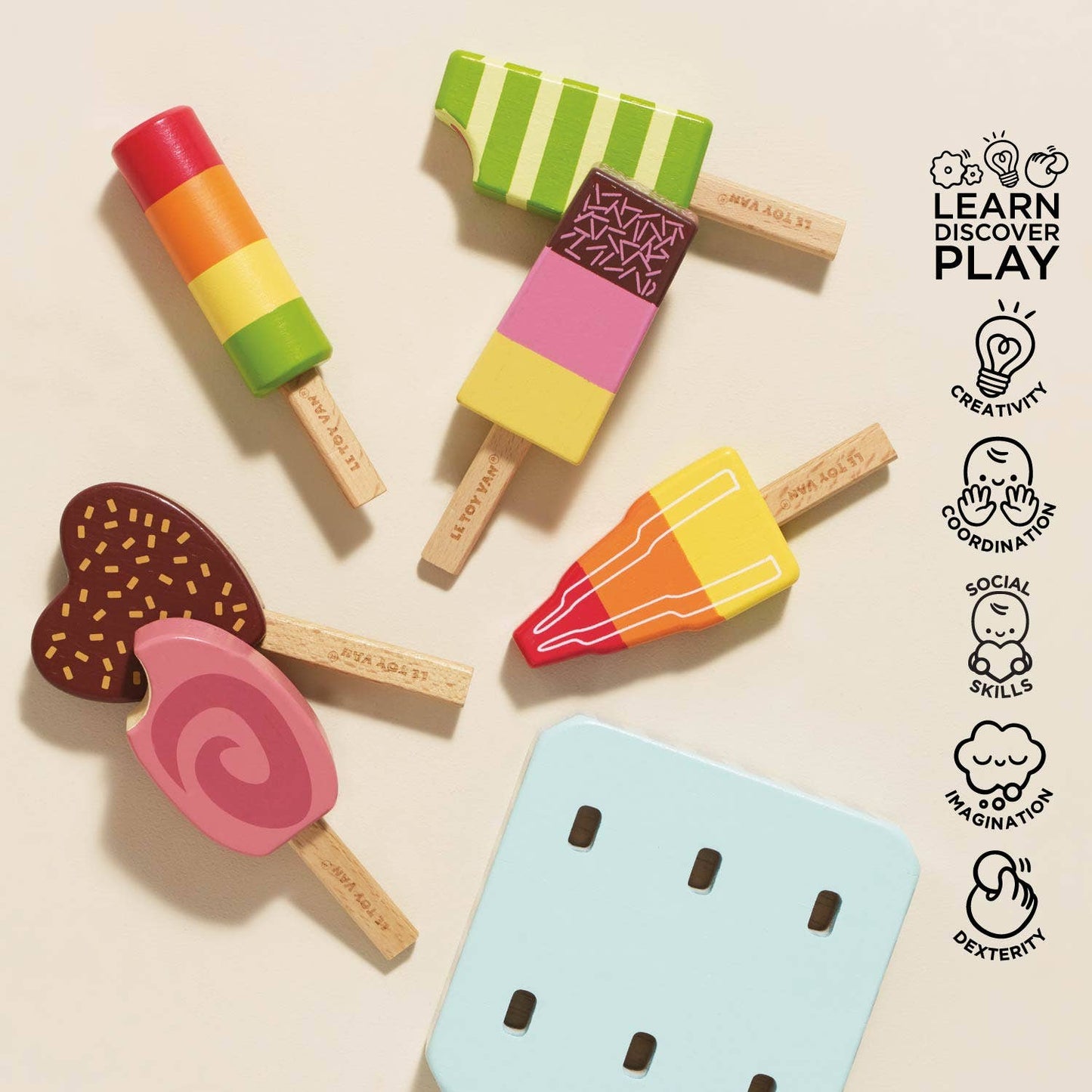 Wooden Ice Lollies Popsicles - Rose and Friends
