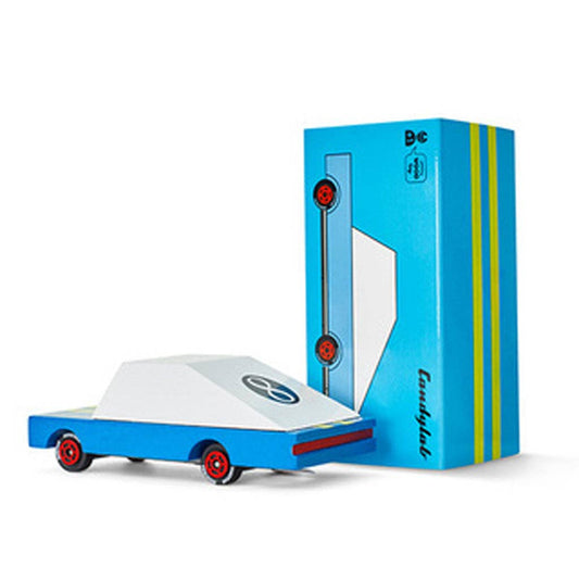 Candycar - Blue Racer - #8 - Wooden Diecast Toy Car Candylab