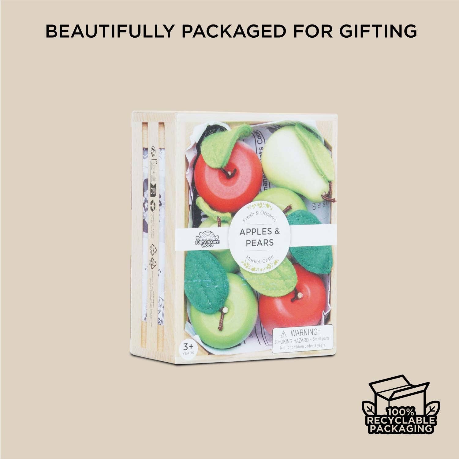 Orchard Fruits Wooden Market Crate - Rose and Friends