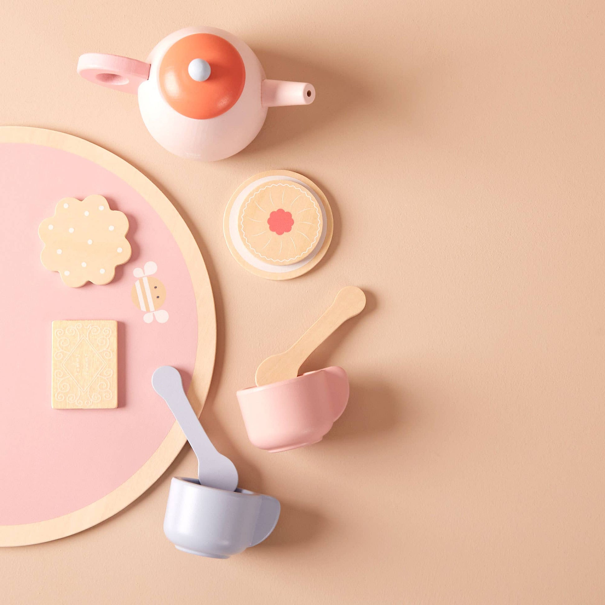 Just Bee Kids Wooden Tea Set FSC - Rose and Friends