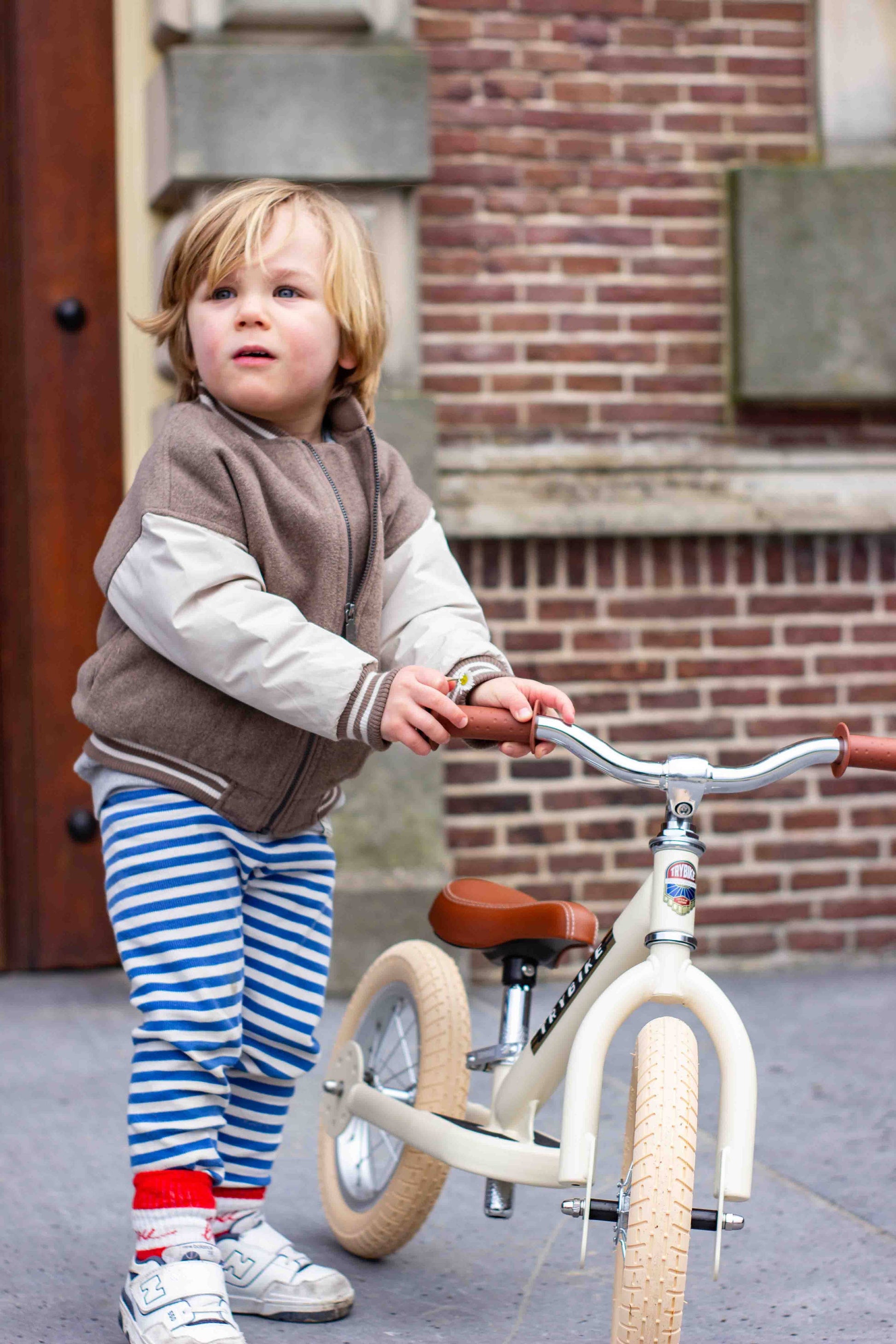 Trybike - Matte 2 In 1 Balance Bike / Trike - Vintage Cream - Rose and Friends