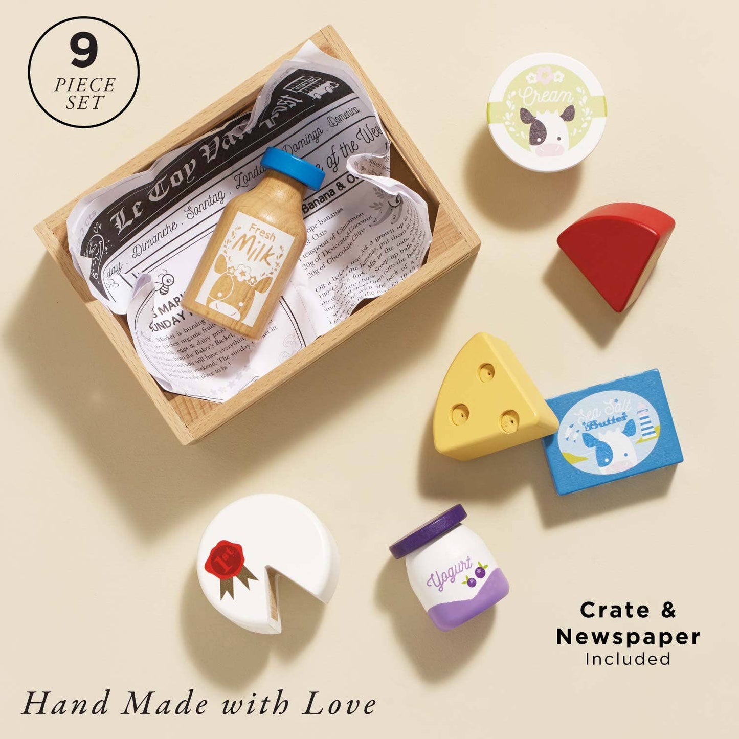 Cheese & Dairy Wooden Market Crate - Rose and Friends