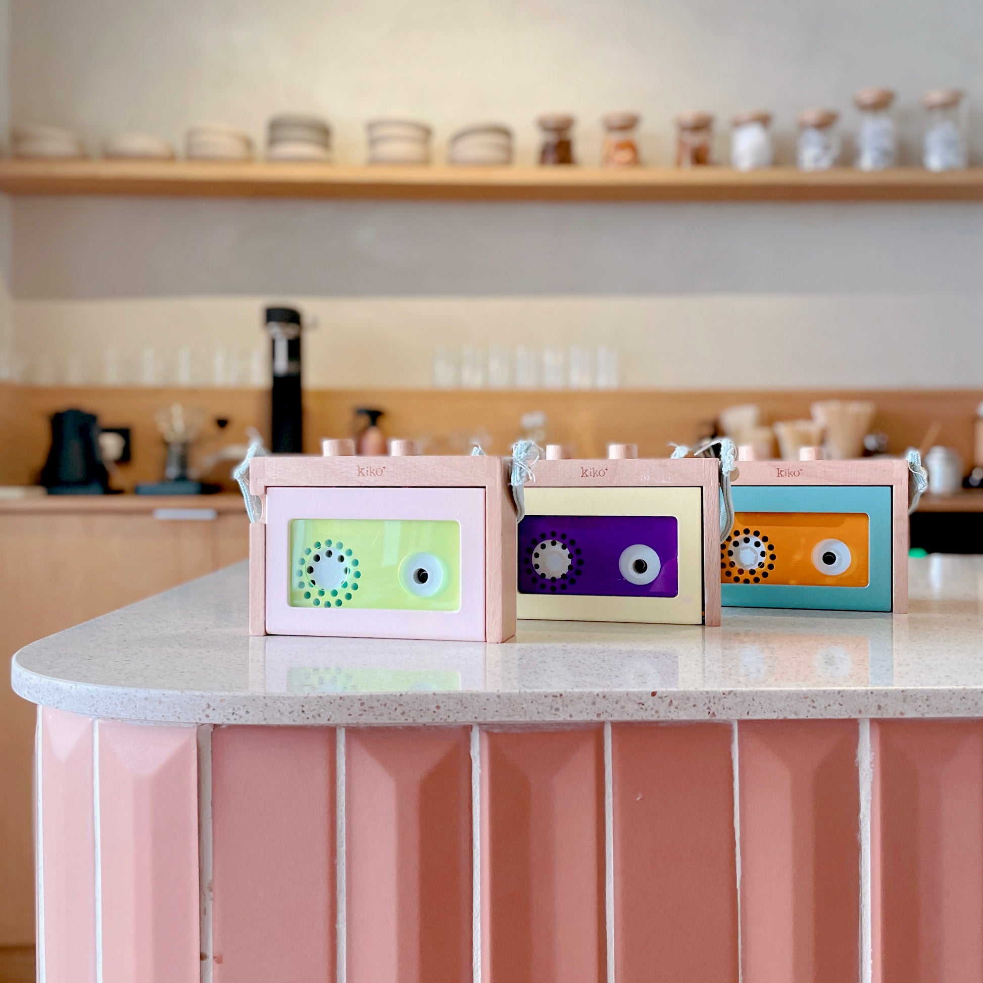 Kiko & gg Wooden Toy - Mini Tape Recorder (Pink/Lemon) - Rose and Friends