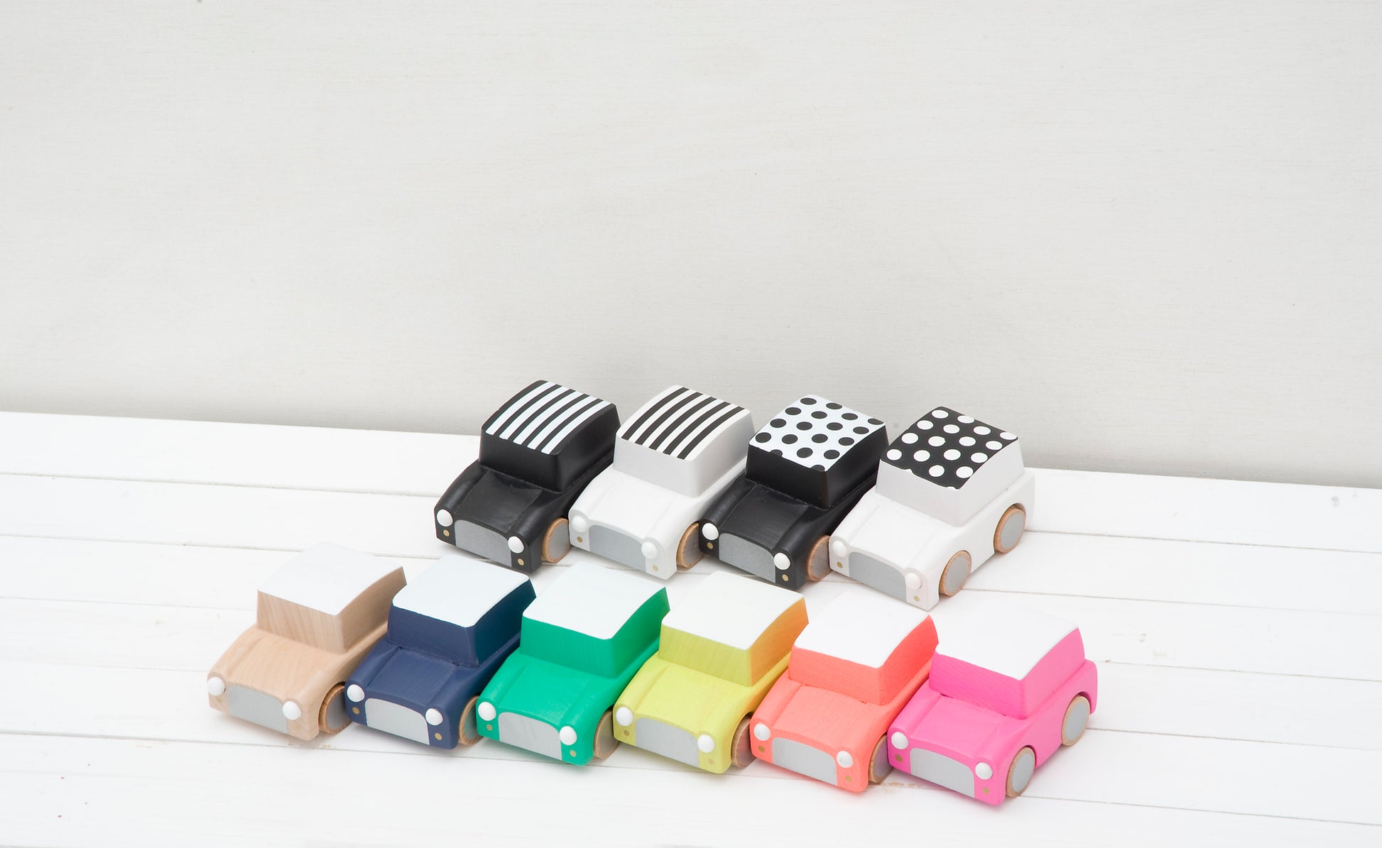 Kiko & gg Wooden Toy - Kuruma Car (Dot White) - Rose and Friends
