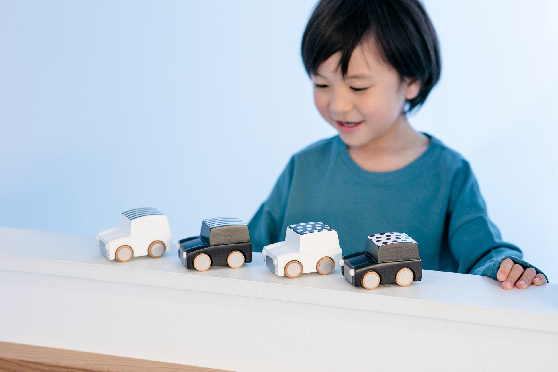 Kiko & gg Wooden Toy - Kuruma Car (Dot White) - Rose and Friends