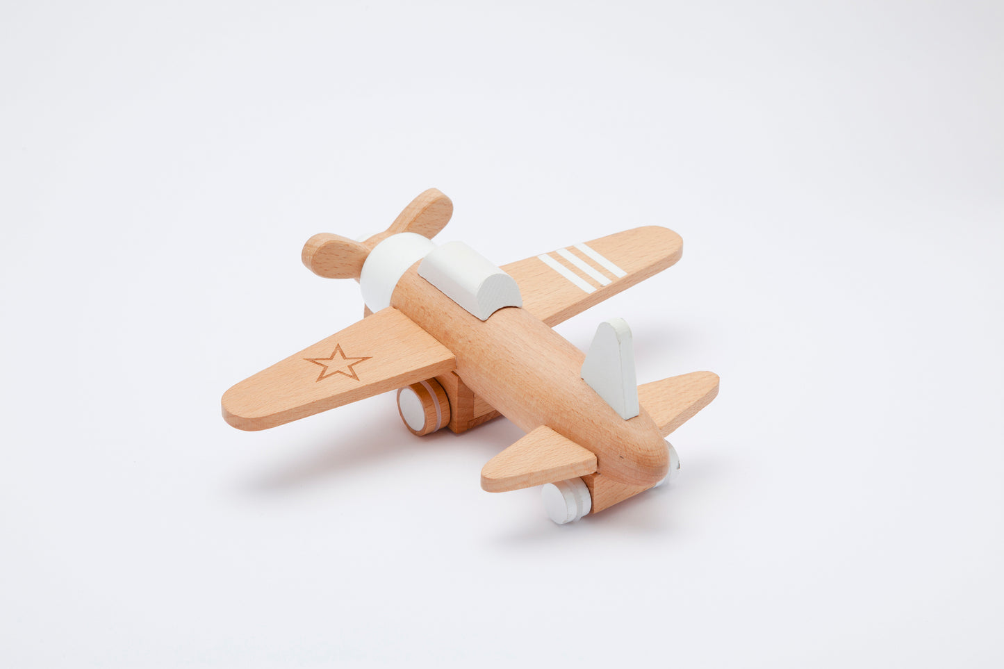 Kiko & gg Wooden Toy - Hikoki Propeller Plane (White) - Rose and Friends