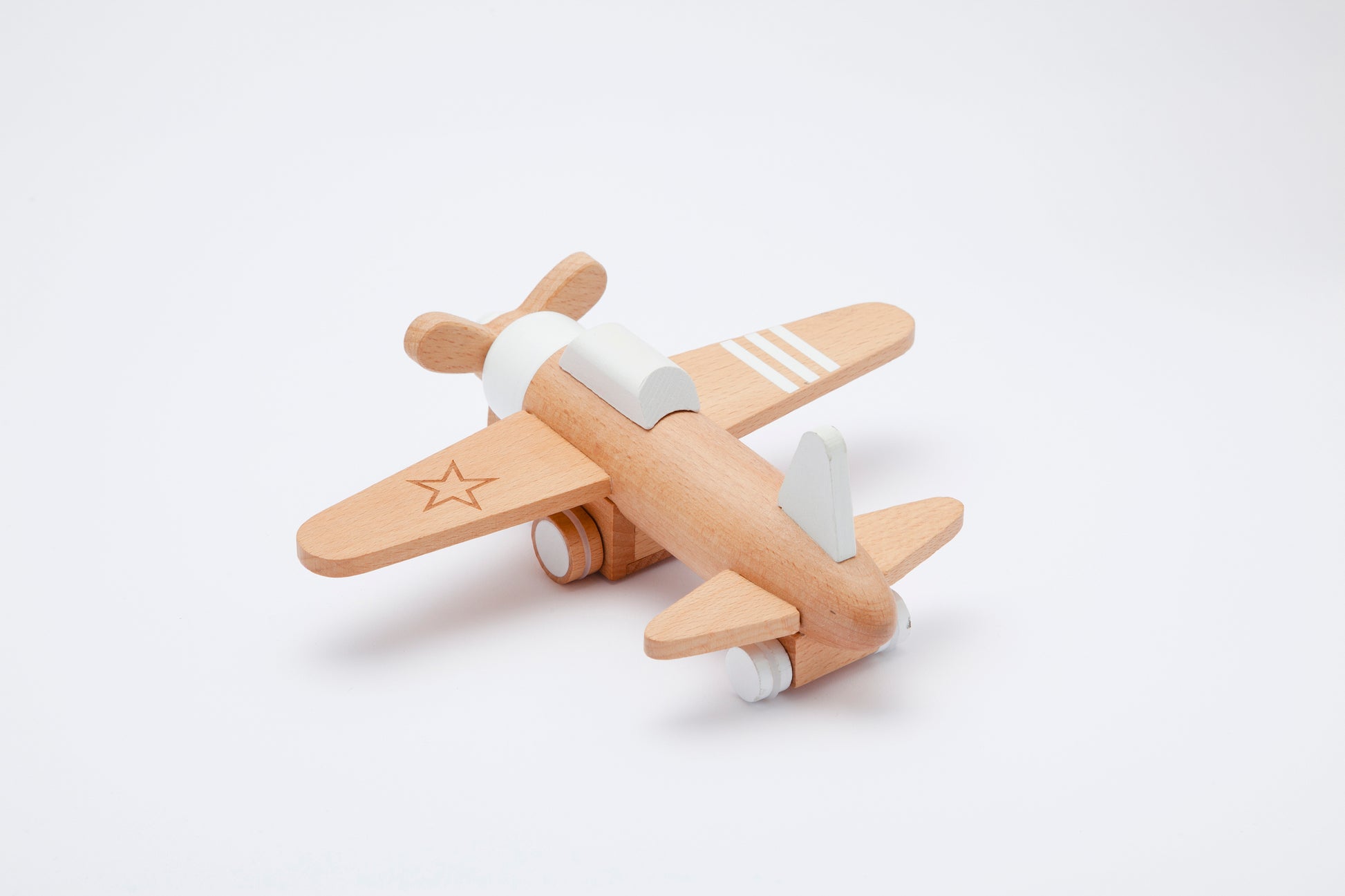 Kiko & gg Wooden Toy - Hikoki Propeller Plane (White) - Rose and Friends