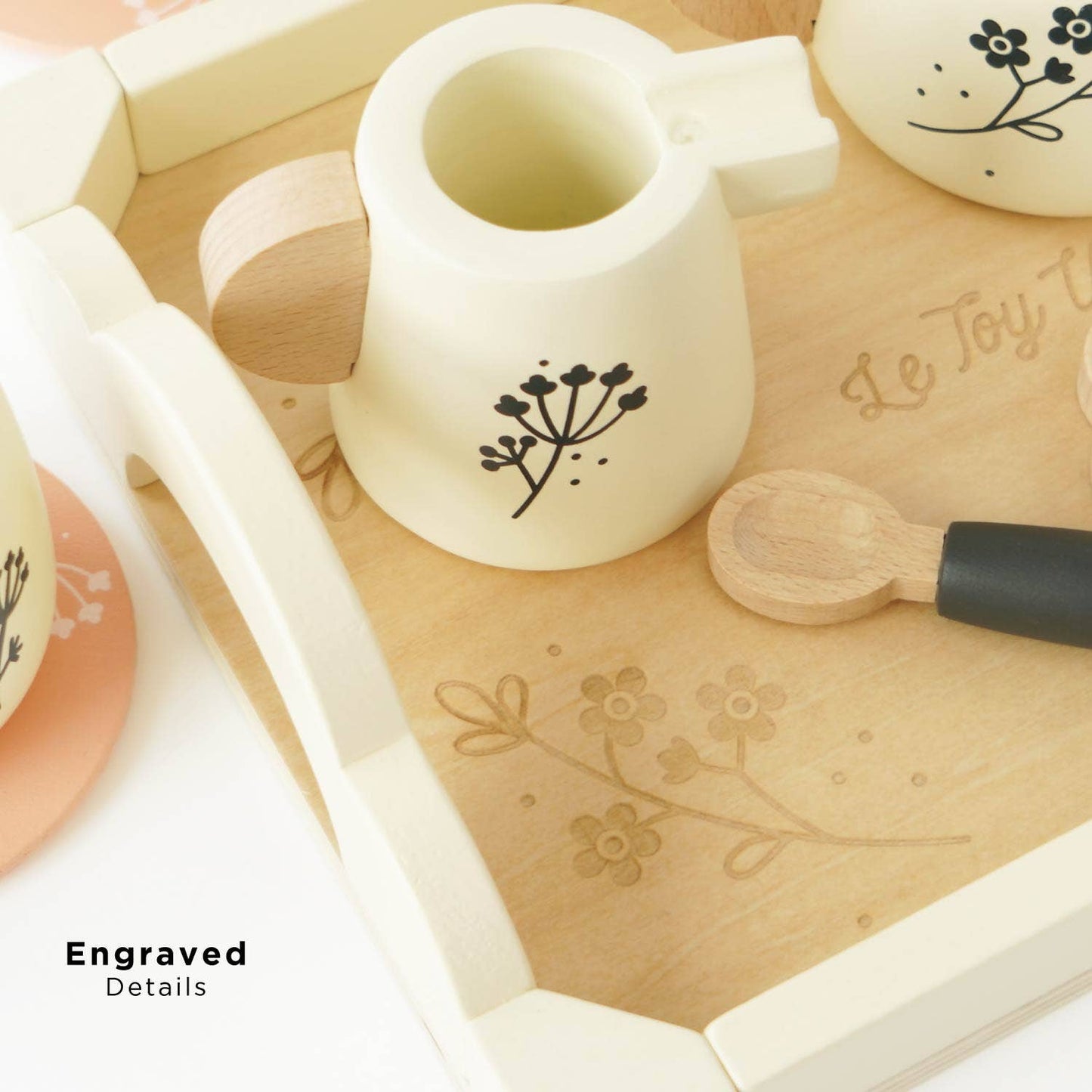 Wooden Tea Set & Tray - Rose and Friends
