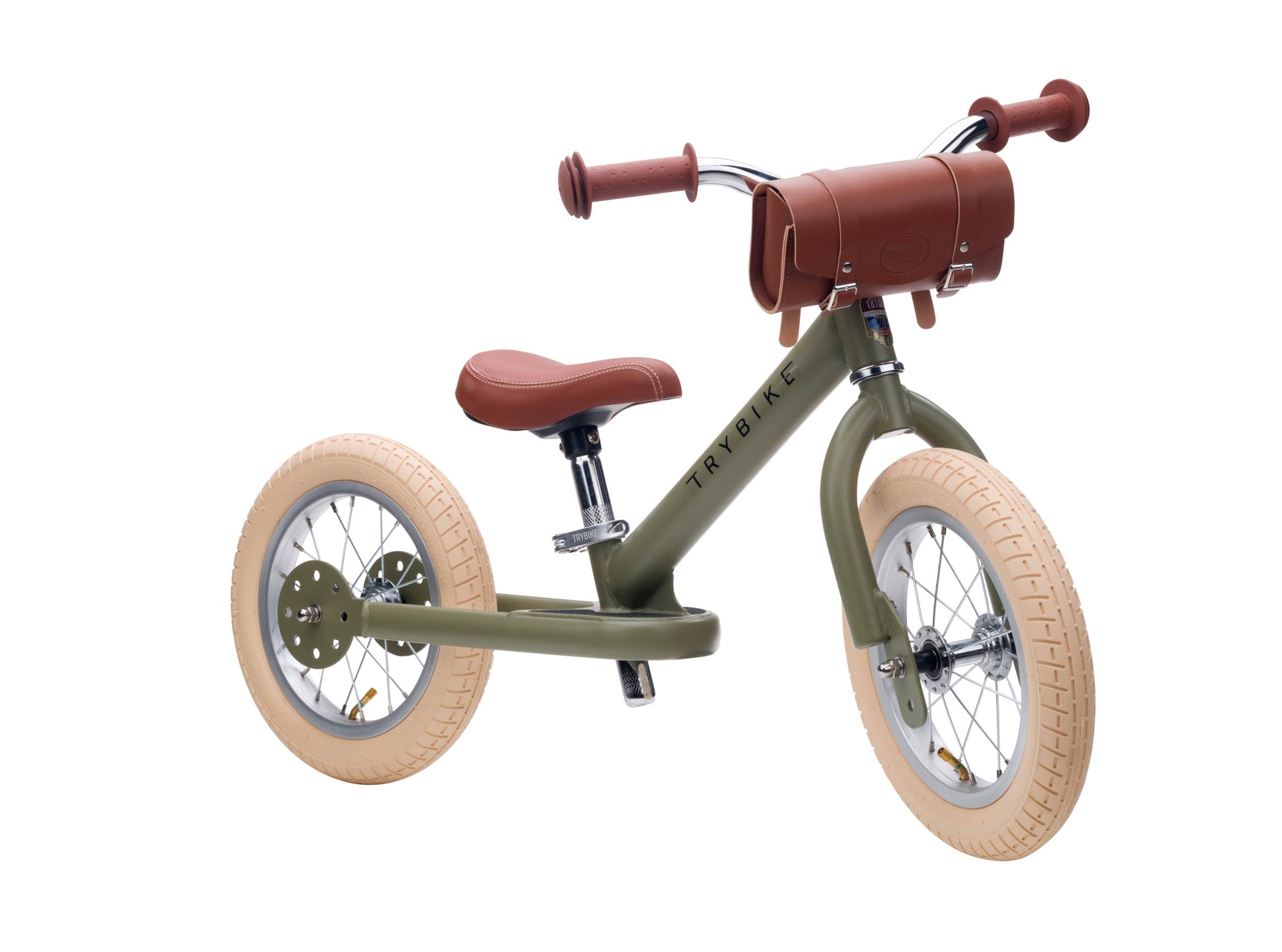 Trybike - Matte 2 In 1 Balance Bike / Trike - Vintage Green - Rose and Friends