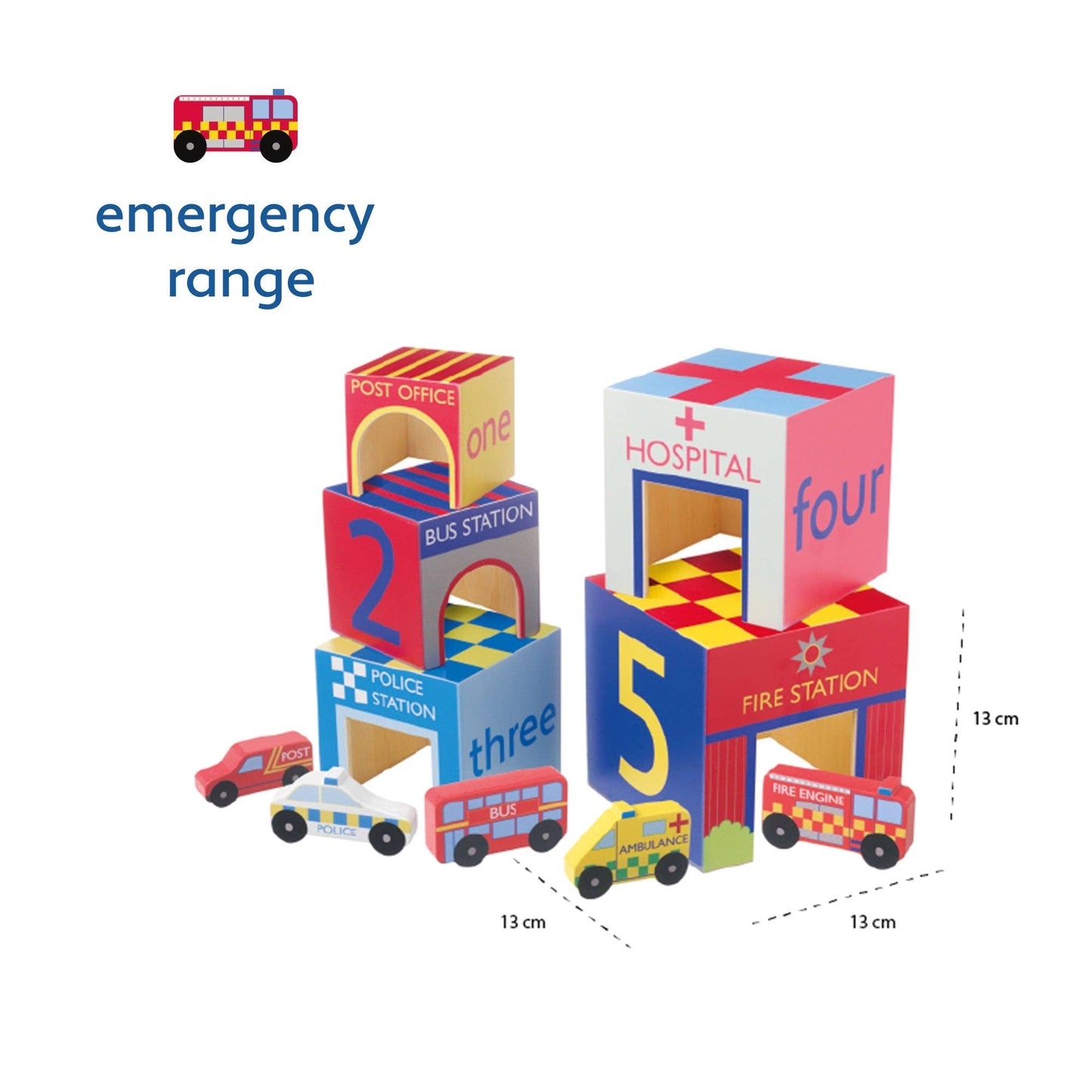 Emergency Services Wooden Stacking Cubes - Rose and Friends